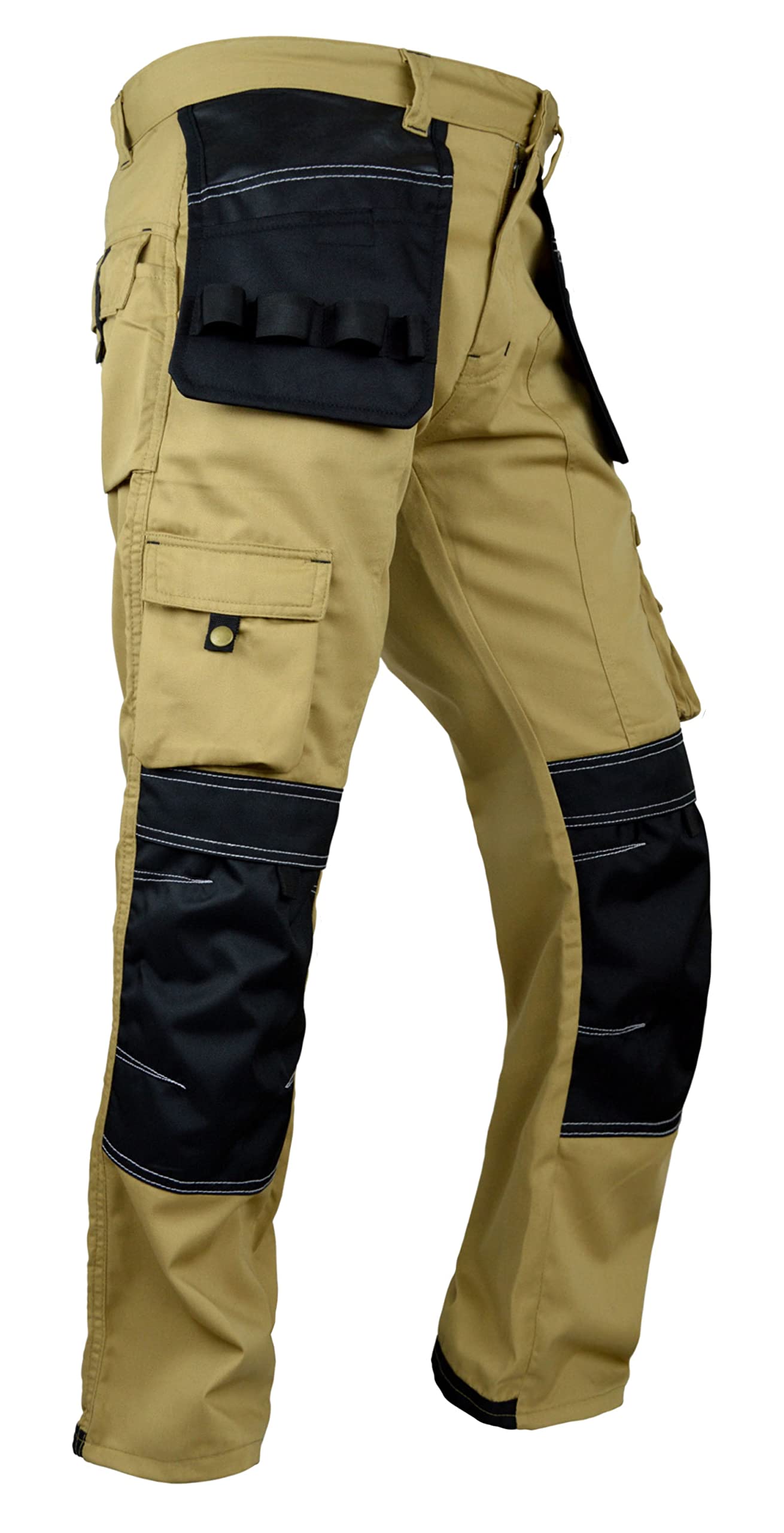 FASHIO FF Men's Cordura Work Pants - Tactical Trousers with Utility Tool Pockets | Heavy Duty Reinforced Carpenter Safety Pants for Construction, Hiking & Outdoor Activities