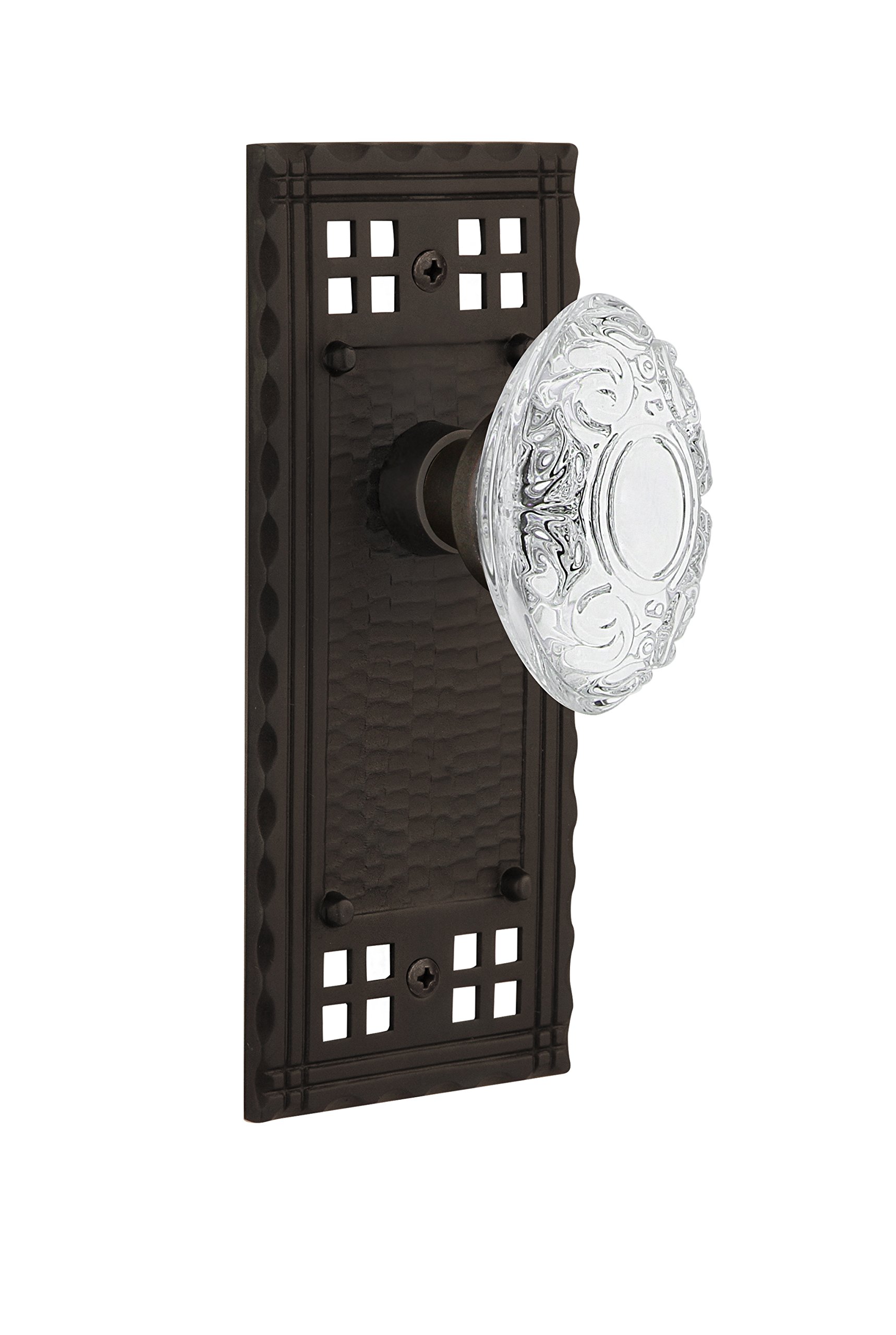 Nostalgic Warehouse 754909 Craftsman Style Cabinet Plate with Crystal Victorian Knob, 2.375 Inch, Oil-Rubbed Bronze Finish - Perfect for Vintage Home Decor & Cabinet Hardware Upgrade