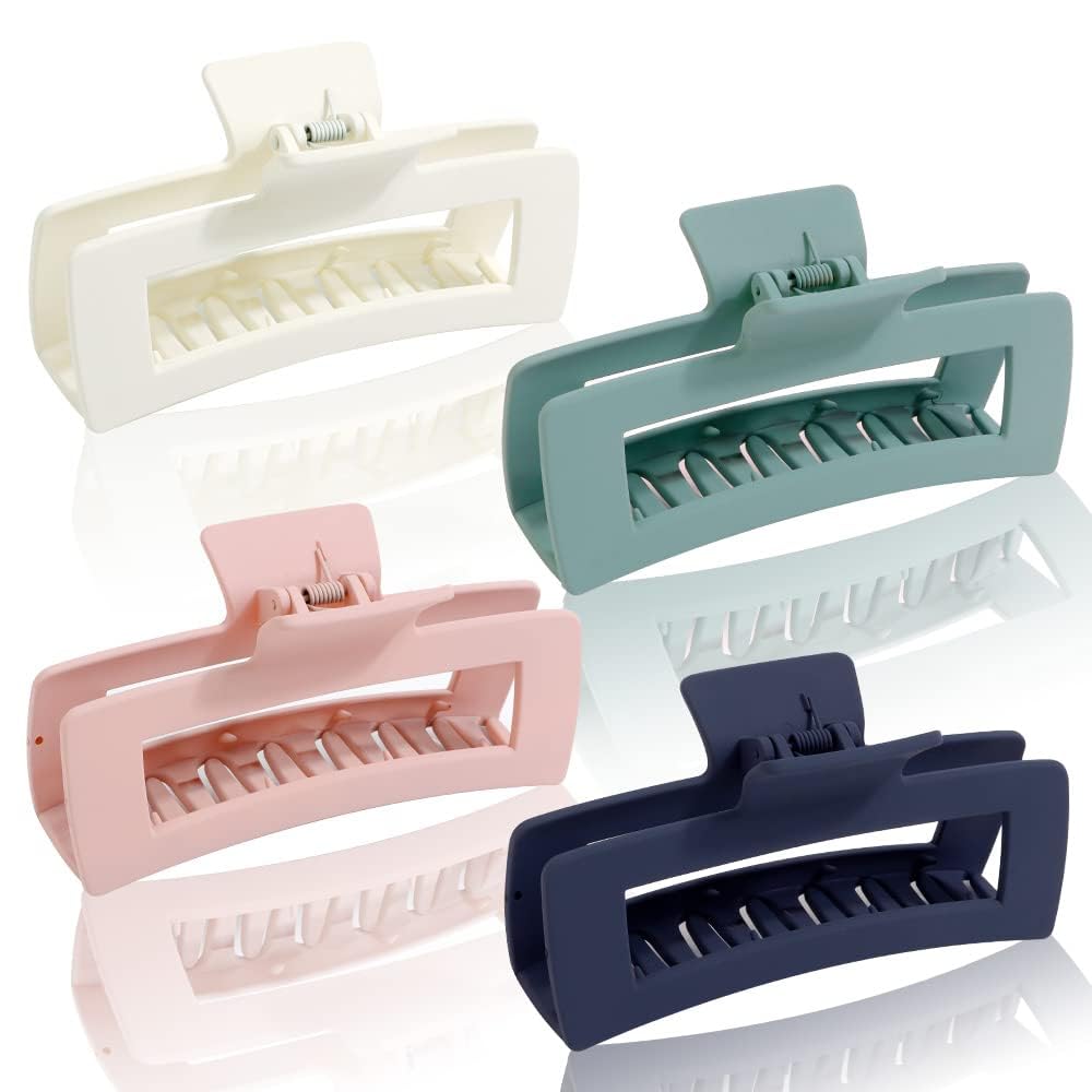 KROGER 8cm 4-Pack Strong Hold Claw Clips for Thick & Long Hair - Non-Slip Matte Banana Jaw Clips for Curly Hair | Perfect for Ponytails, Buns & Updos