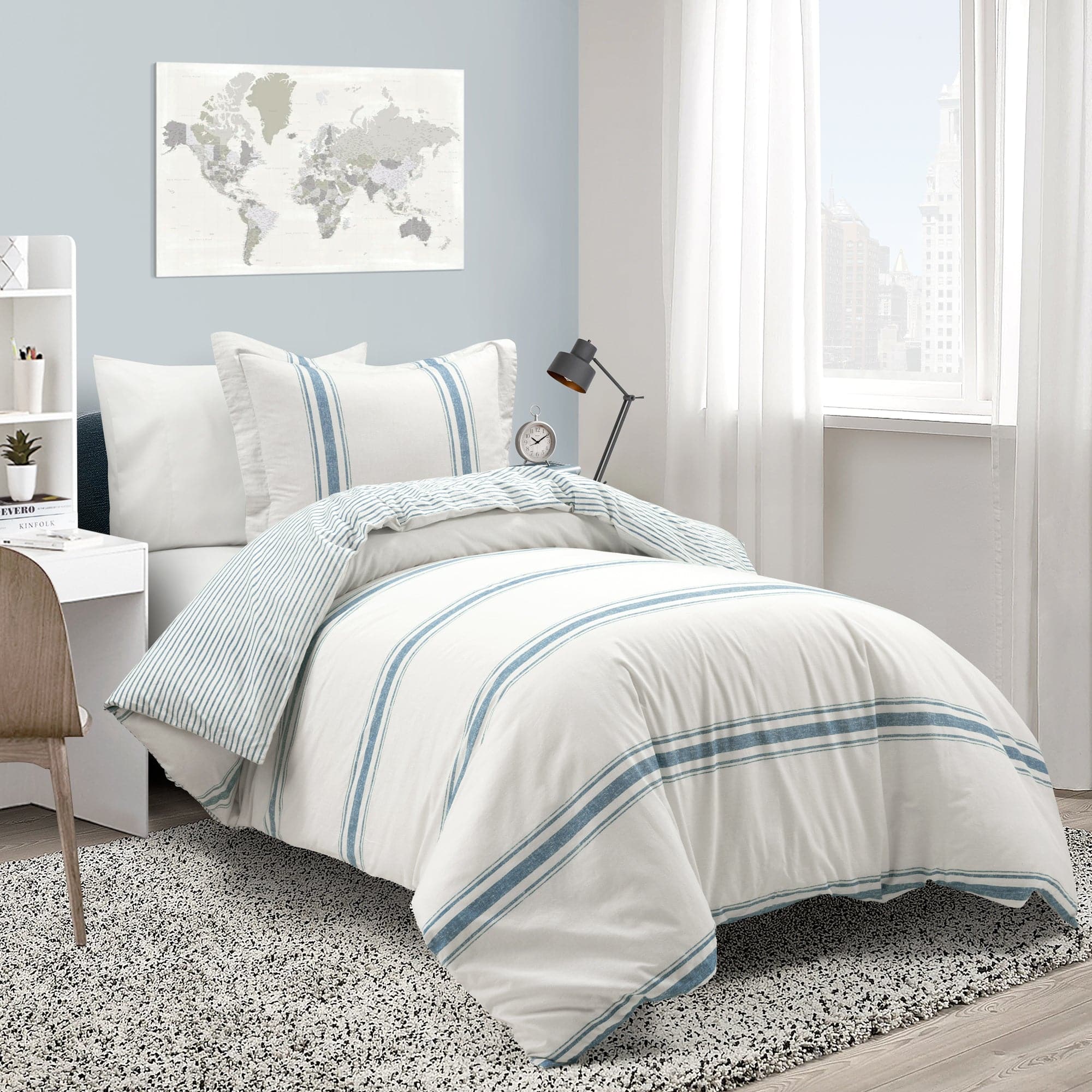 Farmhouse Stripe 100% Cotton Duvet Cover Set - Soft Breathable Bedding for Cozy Bedroom Decor - Perfect for Master Bedroom, Guest Room & Airbnb Stays