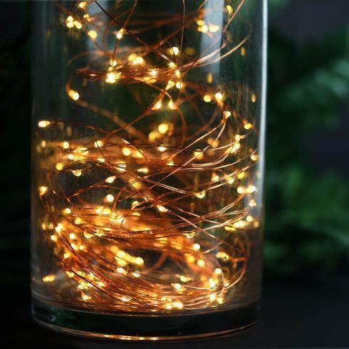 200 LED Fairy Lights Battery Operated - 33ft Warm White String Lights for Bedroom, Wedding, Party & Outdoor Decor - Waterproof & Dimmable Christmas Tree Garland
