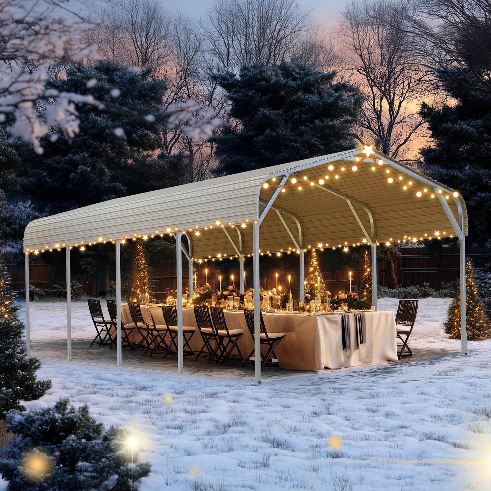 Quictent 12x20 ft Heavy Duty White Metal Carport Kit with Steel Roof - Durable Garage Canopy for Car Shelter, RV & Outdoor Storage | Weather Resistant Car Cover for Home, Farm & Commercial Use