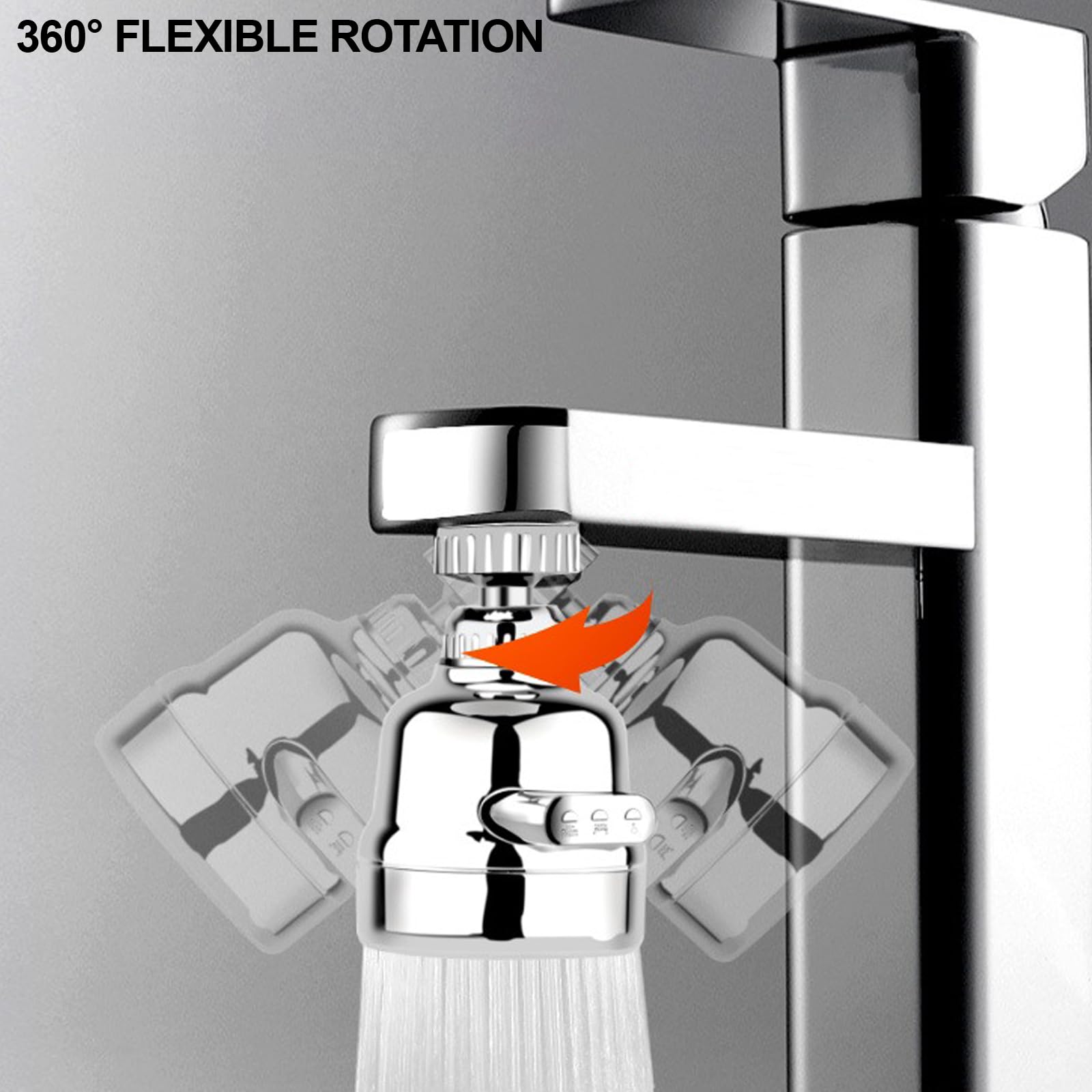 360° Rotating Kitchen Faucet Head Replacement - 3 Mode Adjustable Sprayer with Universal Aluminum Adapter - Anti-Splash Sink Accessories for Easy Dishwashing & Vegetable Cleaning