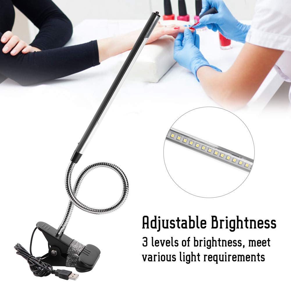 Dimmable LED Desk Lamp with USB Power - Flexible Clip-On Reading Light for Books, Jewelry Repair, Tattoo & Makeup | Eye-Caring Study Lamp for Office, Bedroom & Beauty Salon