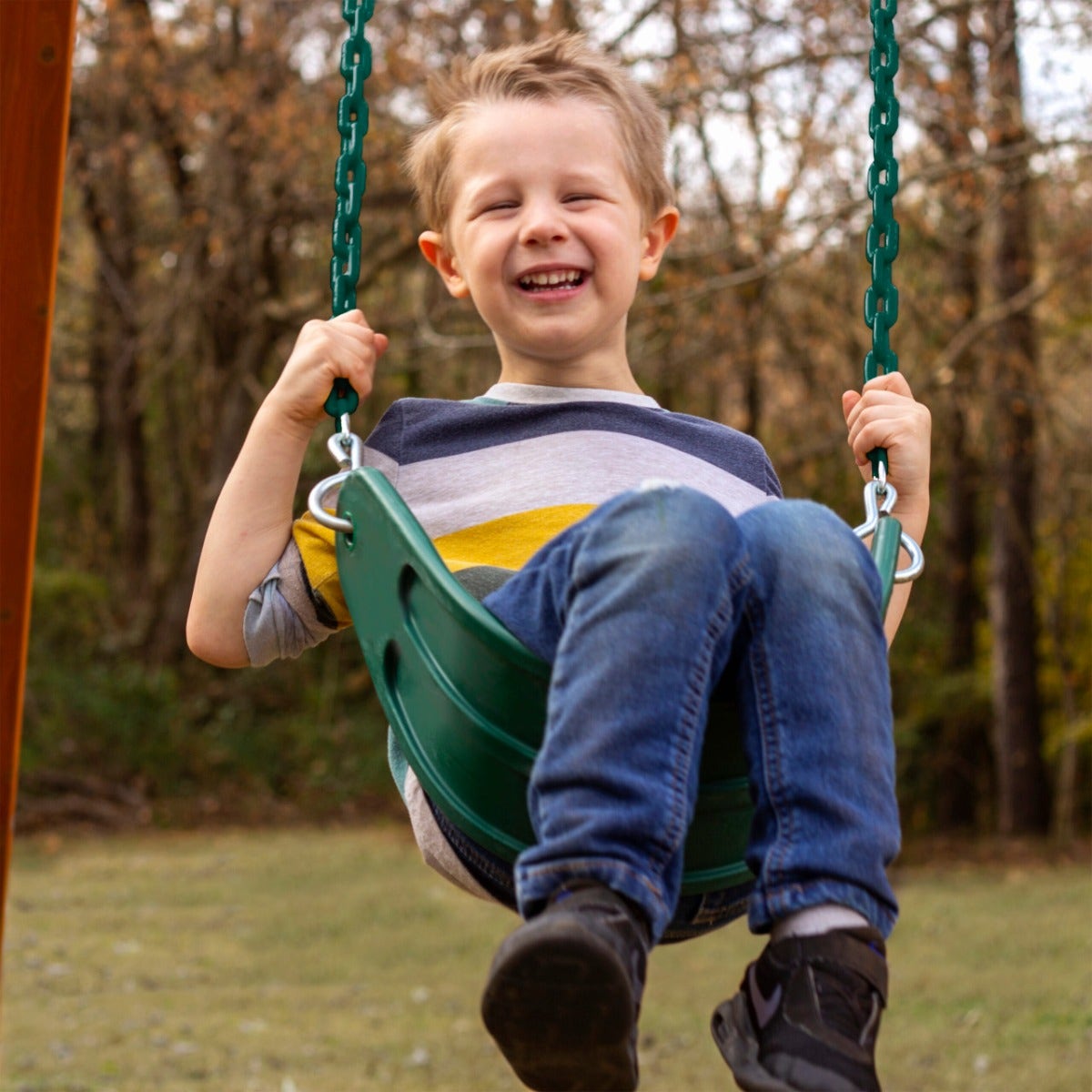 Premium Heavy Duty Swing Seat - Durable Green Outdoor Swing Seat for Kids & Adults - Perfect for Backyard, Playground & Park Fun