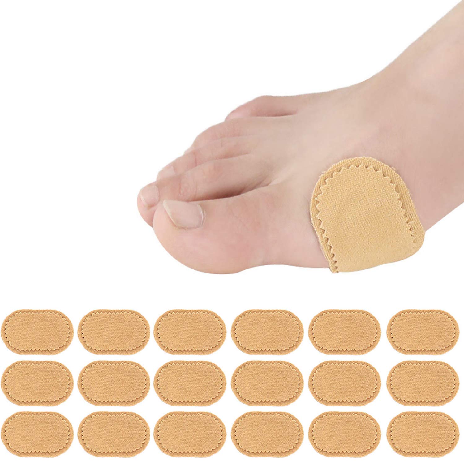 18-Piece Fabric Toe Cushion Pads - Bunion Protector & Corn Relief for Pain Reduction, Callus & Friction Prevention - Adhesive Sticky Pads for Comfortable Walking, Running & Daily Wear