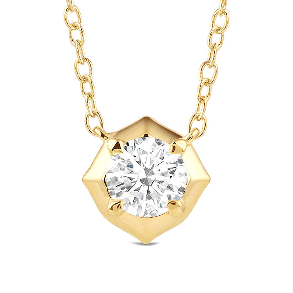 Lab Grown Diamond Solitaire Pendant Necklace - Hexagonal Cut 14K Gold/Platinum Women's Jewelry Gift for Anniversary, Valentine's Day & Special Occasions