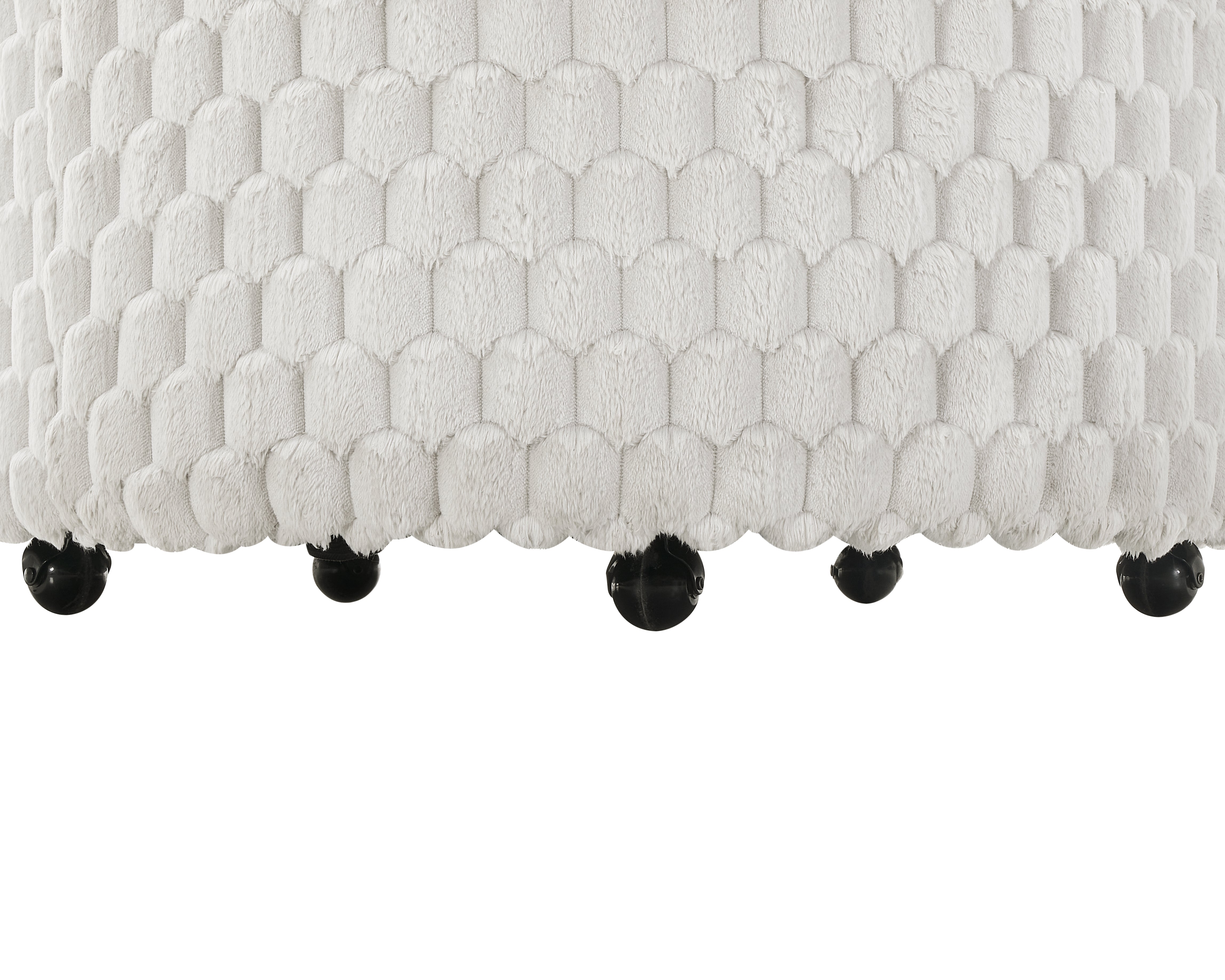 Roundhill Furniture Malna Plush 3D Upholstered Barrel Accent Chair with Wheels in Off White - Modern Rolling Lounge Chair for Living Room, Bedroom or Office