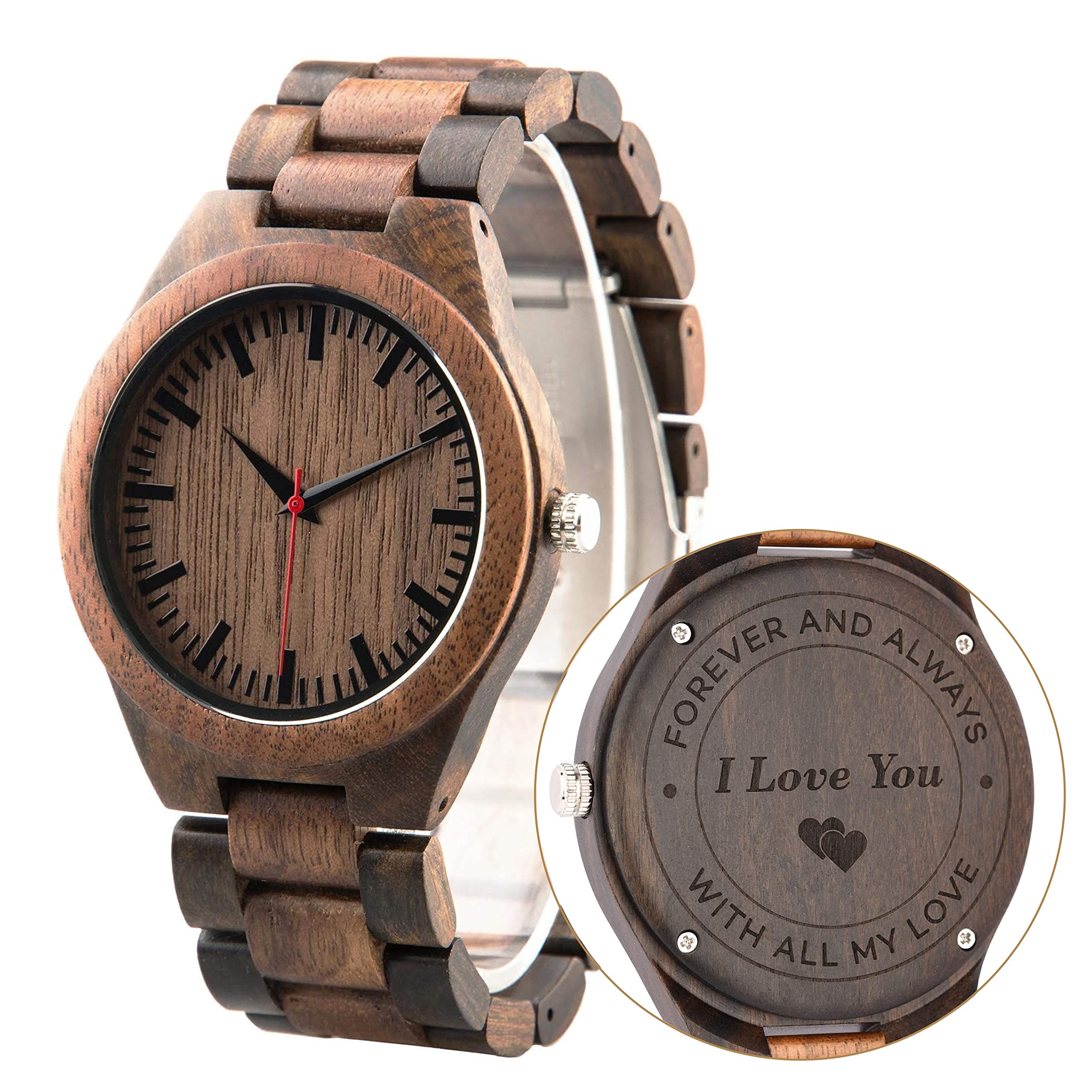 Personalized Wooden Watch for Men - Japanese Quartz Movement, Anniversary & Gift for Husband/Boyfriend - Stylish Wood Wristwatch for Casual, Business & Outdoor Activities