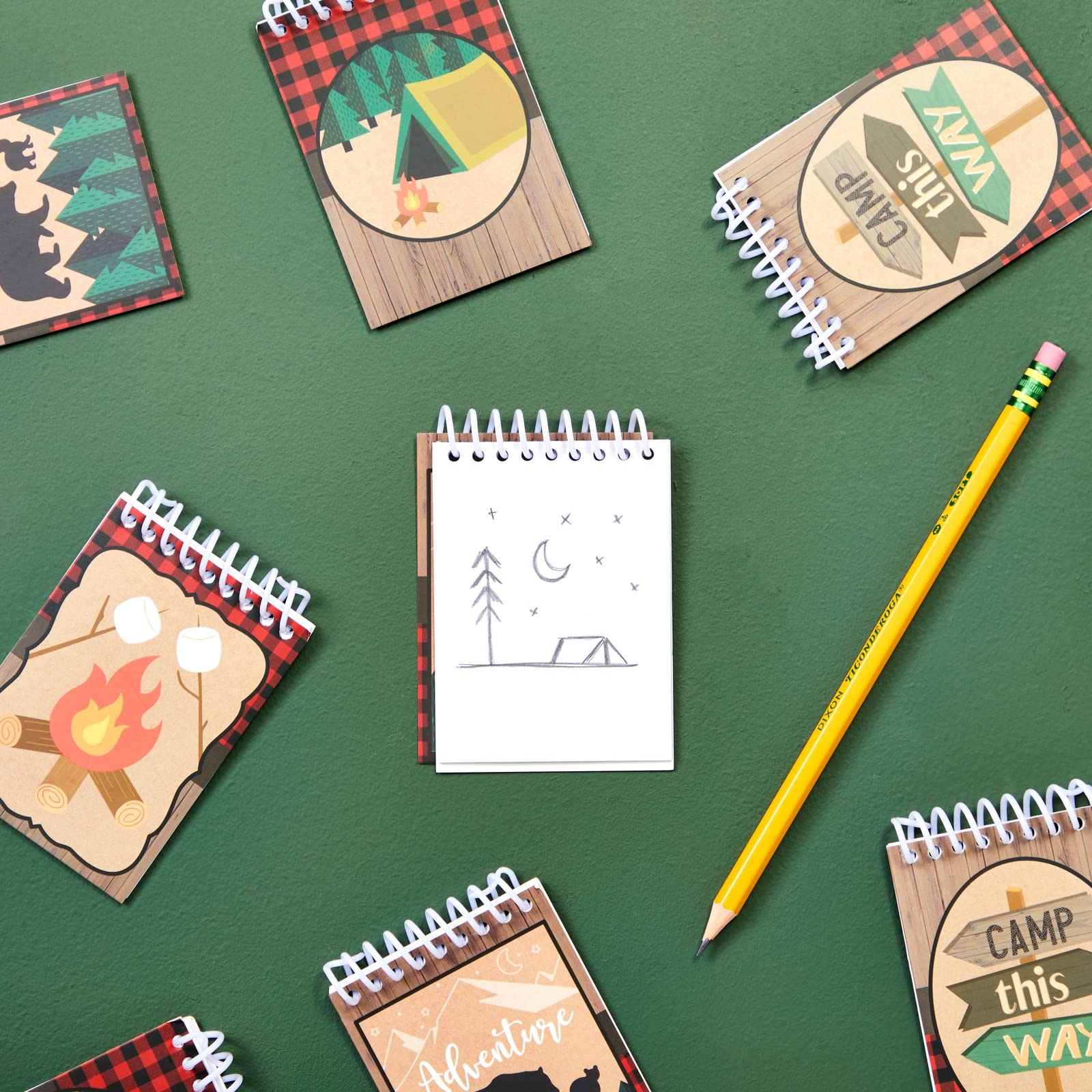 32 Pack Kids Adventure Theme Notepads - 4 Wilderness Designs (2.5