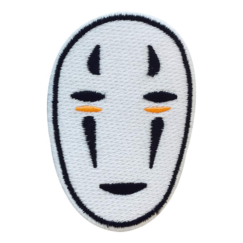 Embroidered Iron On Patch - No Face Design - Sew On Badge for Jackets, Jeans & Backpacks - DIY Clothing Accessories for Customization & Personalization (Perfect for Punk, Gothic & Streetwear Styles)