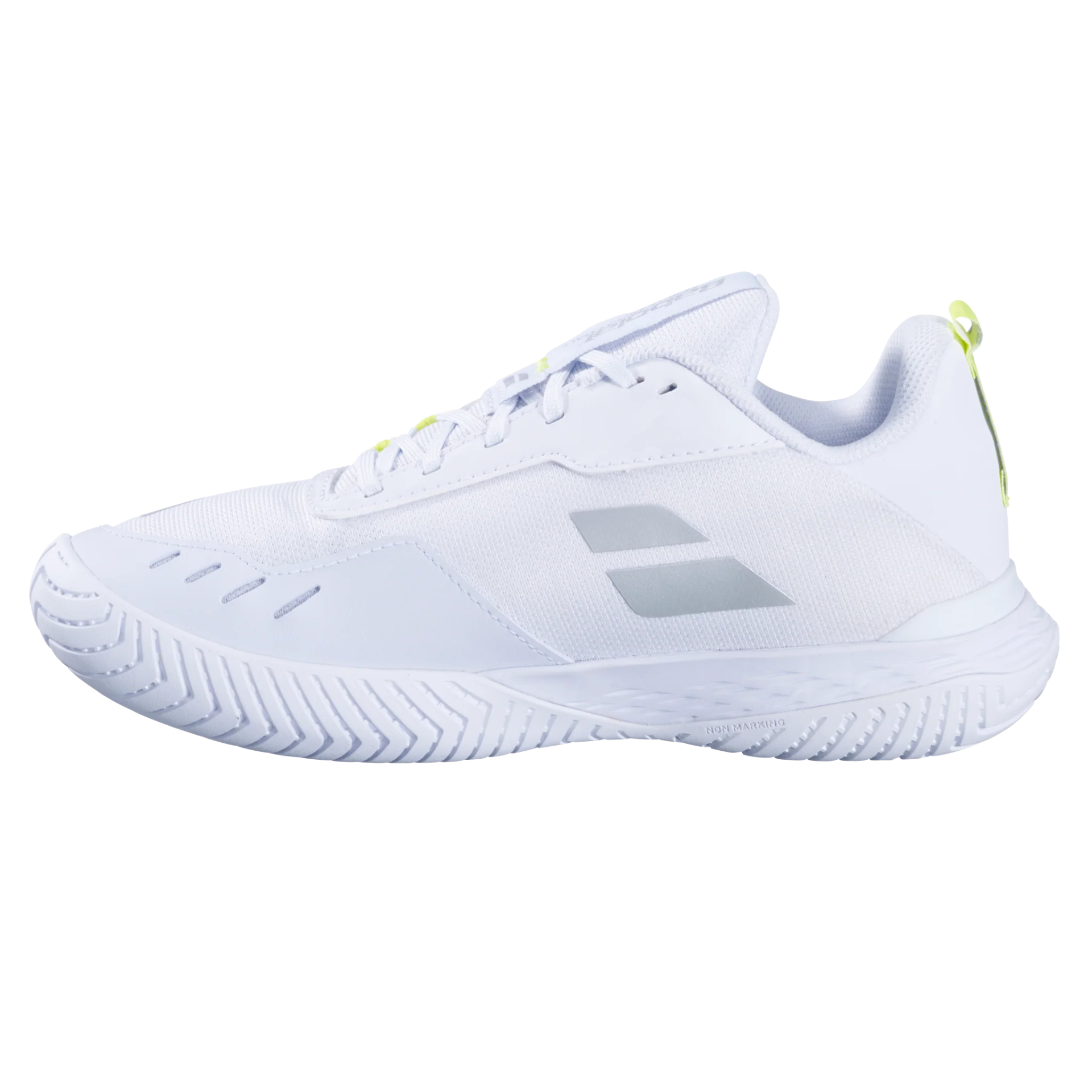 Babolat SFX Evo Women's Pickleball Shoes - Lightweight Tennis Shoes for Women with Cushioning & Support - White/Silver - Perfect for Indoor & Outdoor Court Sports