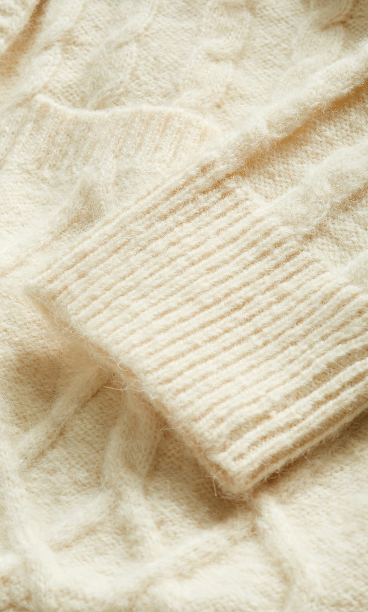 Women's Plus Size Kelsey Cardigan - Soft Cream Open Front Long Sleeve Knit Sweater for Casual Wear, Office & Fall Layering