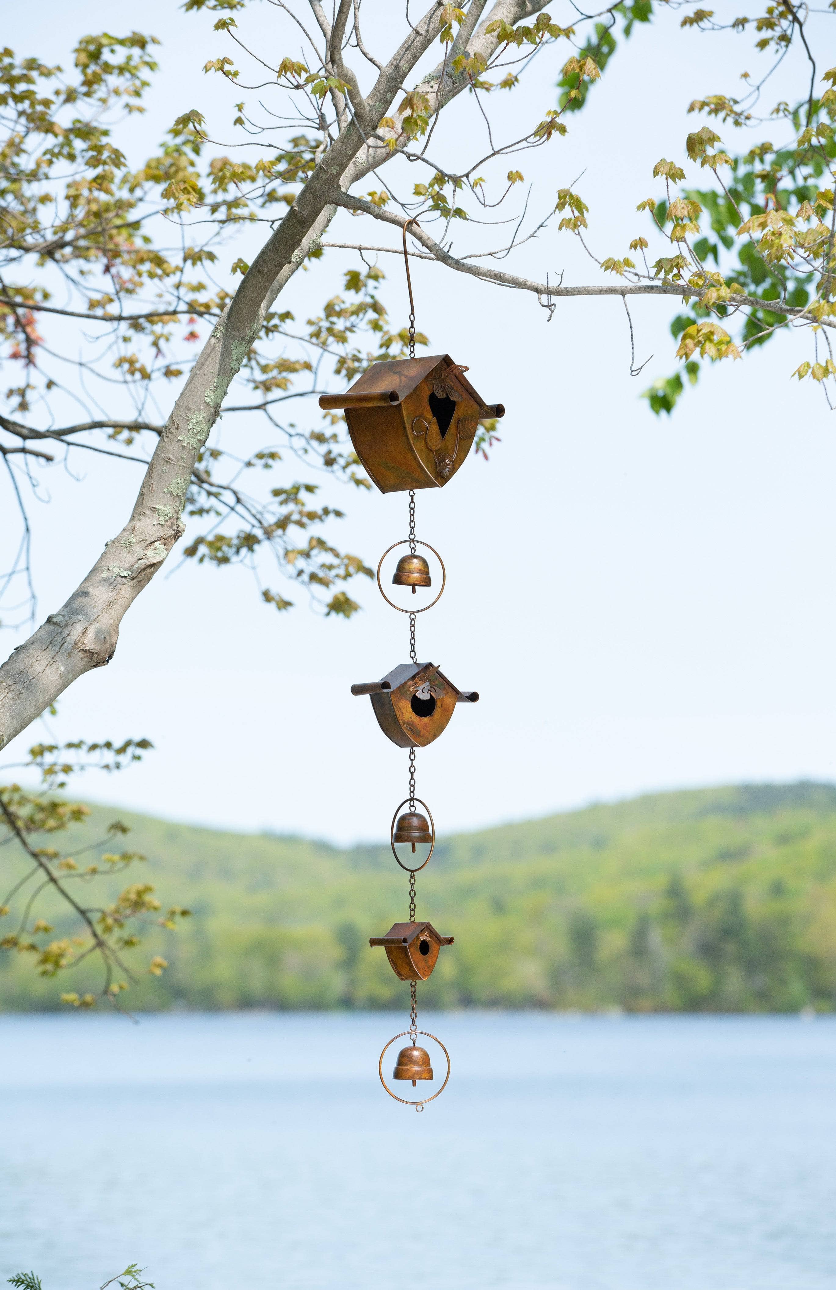Triple Birdhouse with Bells - Outdoor Hanging Garden Decor for Birds, Patio & Backyard Decoration - Perfect for Bird Lovers & Nature-Inspired Home Decor
