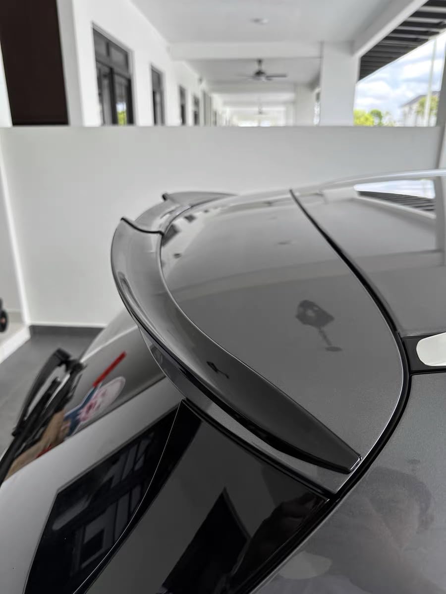 Universal Carbon Fiber Car Trunk Spoiler Roof Lip Kit - 3-Piece No Drill Tail Wing for Car Modification - Large Top Wing (Glossy Black) | Enhances Aerodynamics & Sporty Style for Sedans, Coupes & Hatchbacks
