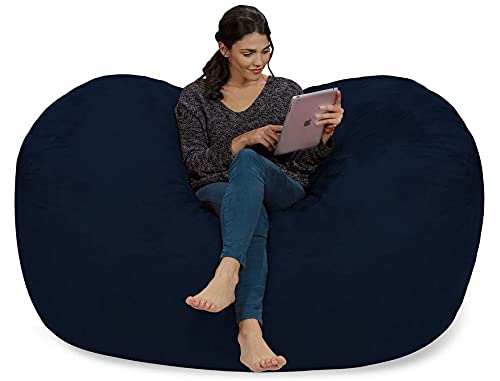Chill Sack 6' Memory Foam Bean Bag Chair - Extra Large Lounger with Soft Microfiber Cover (Navy Blue) | Perfect for Living Room, Game Room, Dorm & Relaxation Space