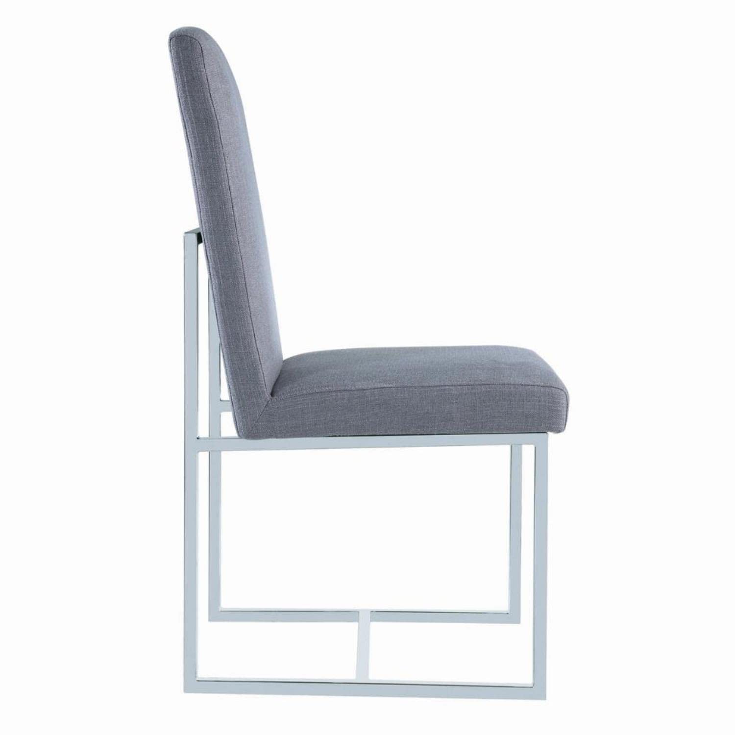 Jackson Floating Dining Chairs Set of 2 - Modern Grey Upholstered Seats with Polished Chrome Legs - Perfect for Kitchen, Dining Room, and Small Space Decor
