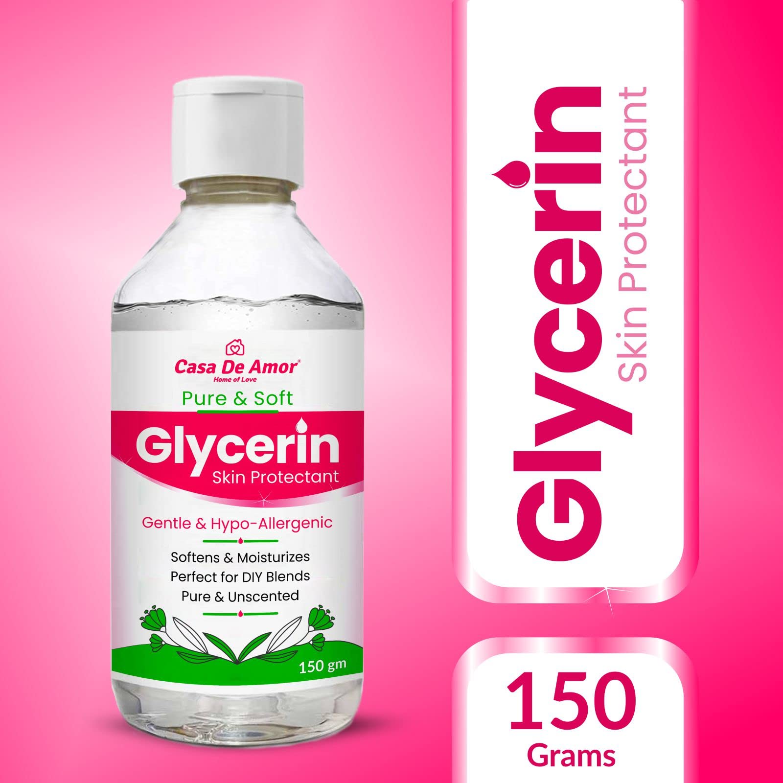 Pure Glycerin Liquid for Skin Care - 300ml Moisturizing & Softening Solution - Hydrates Dry Skin, Face & Body - Ideal for DIY Beauty, Soap Making & Hair Care