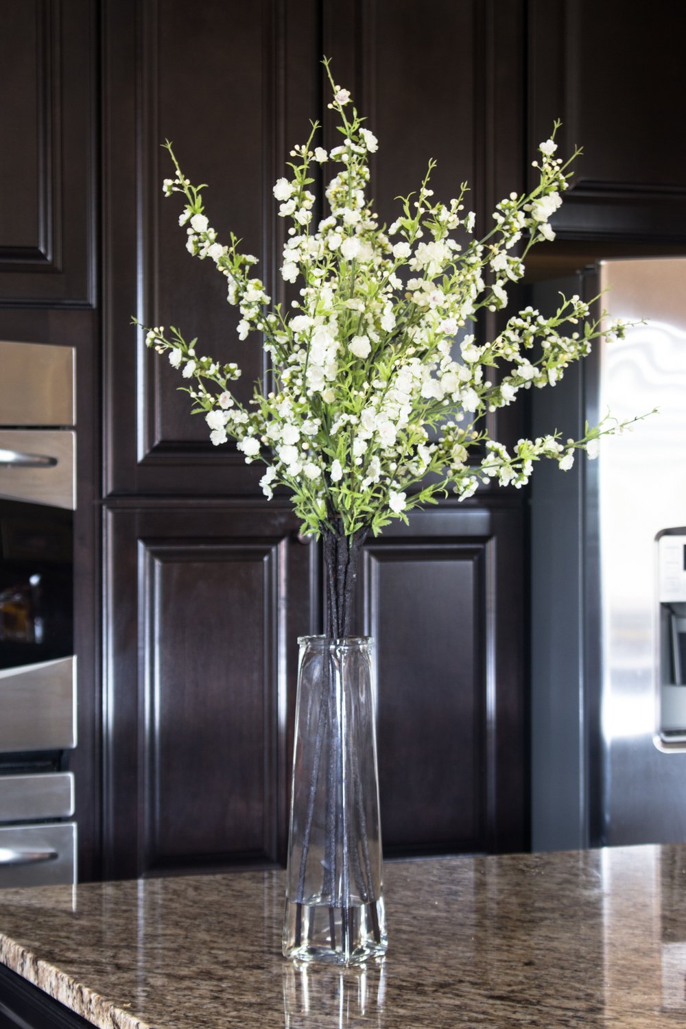 Nearly Natural Cherry Blossoms Silk Flower Arrangement with Vase - Realistic Artificial Floral Decor for Home, Office, Wedding & Spring Decoration