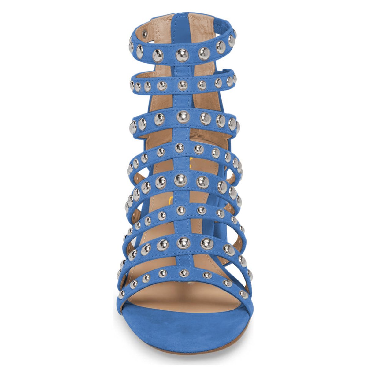 XYD Women's Open Toe Gladiator Sandals - Strappy Studded Block Heel Shoes with Cut Out Back & Zipper Detail | Perfect for Summer Weddings, Date Nights & Fashion Outfits
