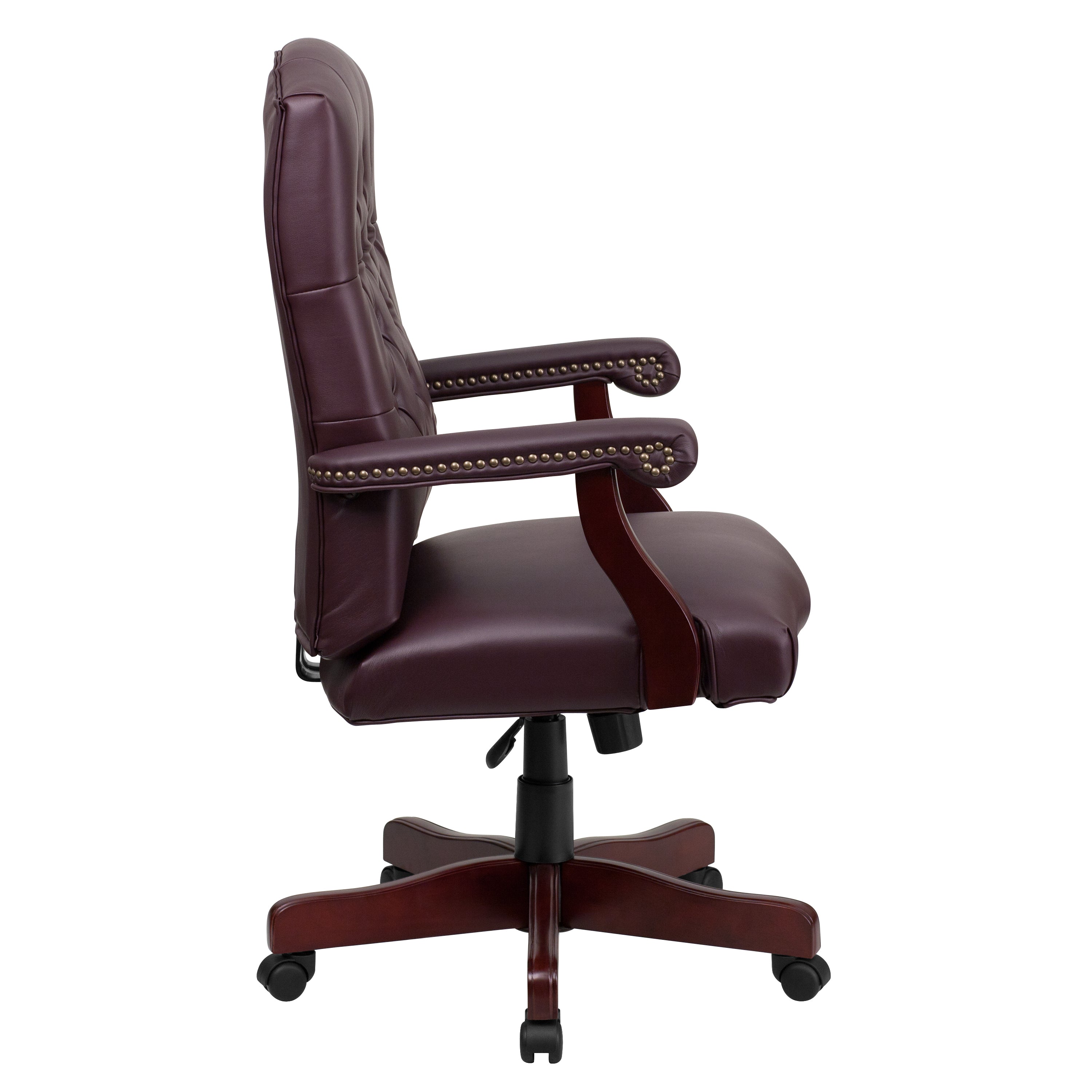 FLASH Martha Washington Burgundy LeatherSoft Executive Swivel Office Chair with Arms - Ergonomic High Back Desk Chair for Home Office, Conference Room & Executive Suite - Comfortable Leather-Like Rolling Chair with Adjustable Height & 360° Swivel