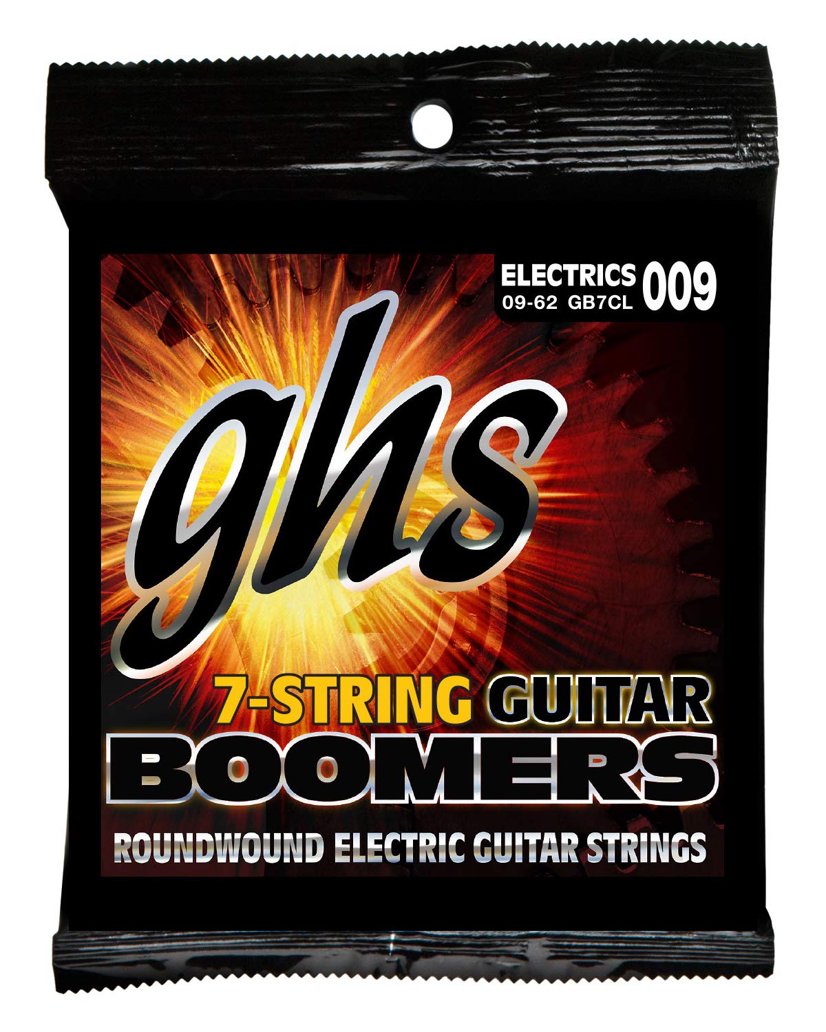 GHS GB7CL Boomers 7-String Electric Guitar Strings - Nickel Plated, Custom Light Gauge (9-62) - 10 Pack for Extended Play & Heavy Riffs - Perfect for Metal, Rock & Drop Tuning Performances
