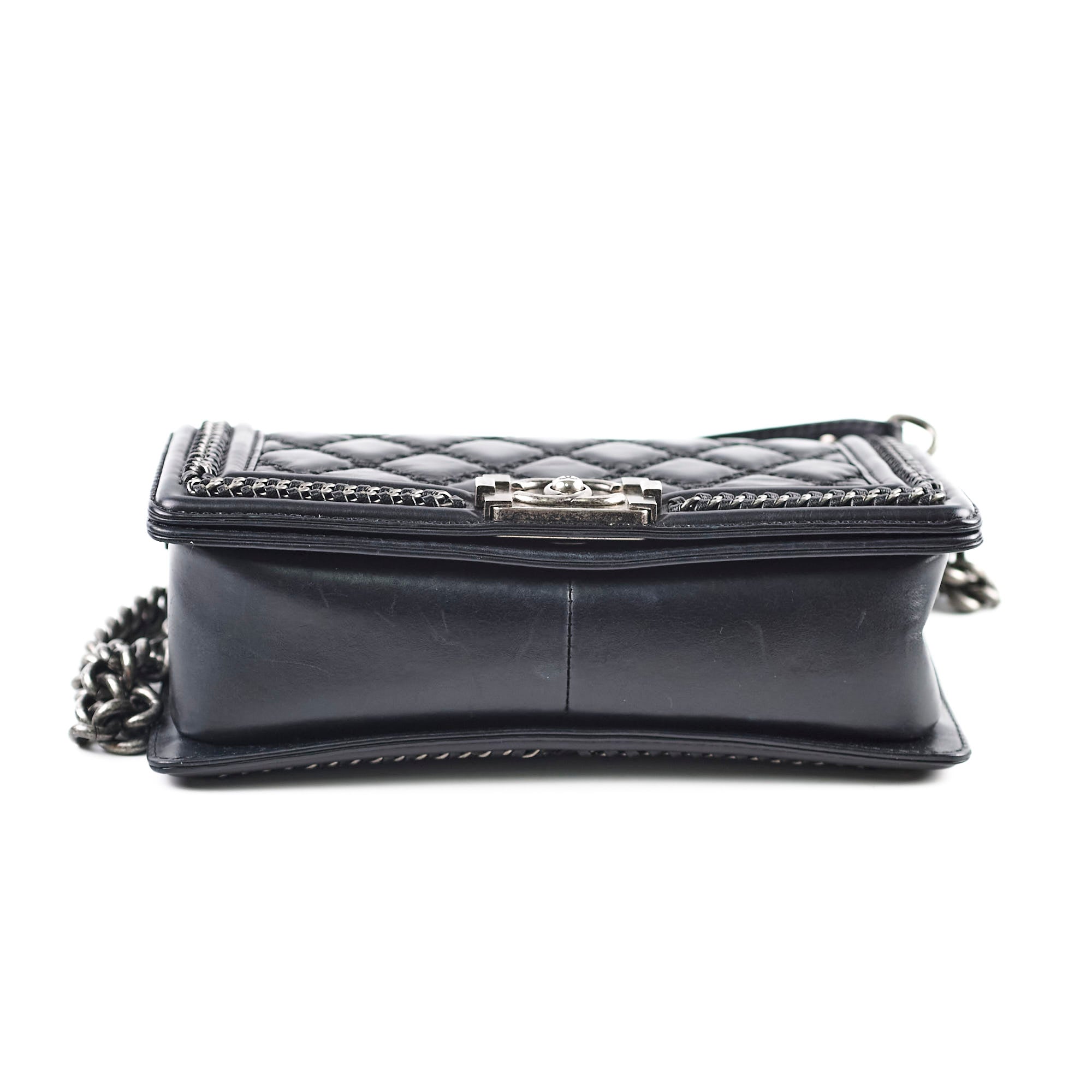 Chanel Black Quilted Calfskin Medium Boy Bag with Top Handle - Series 21 | Luxury Crossbody Purse for Women, Perfect for Date Night & Evening Events