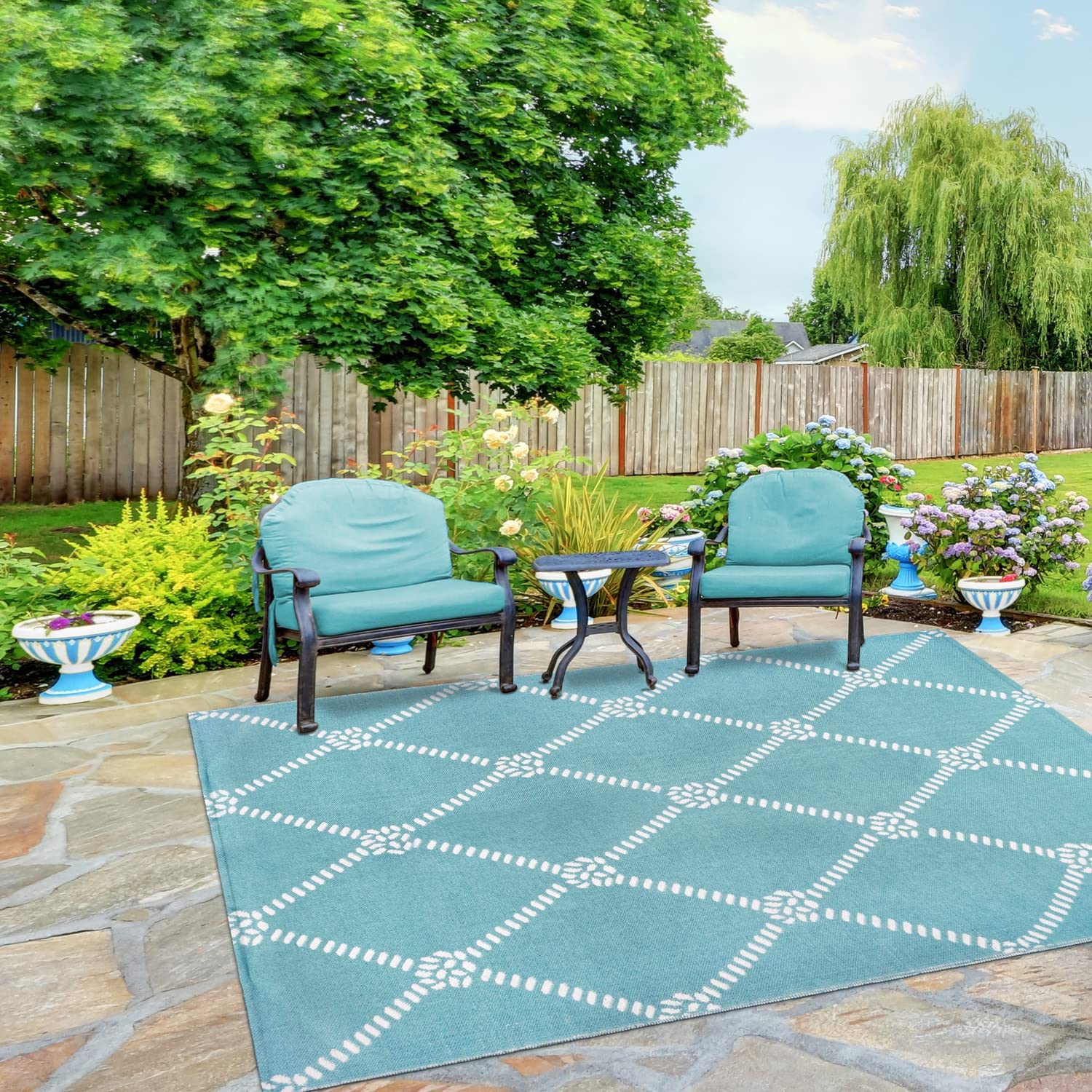 Blue Nile Mills Geometric Lattice Indoor Outdoor Area Rug - 3'5