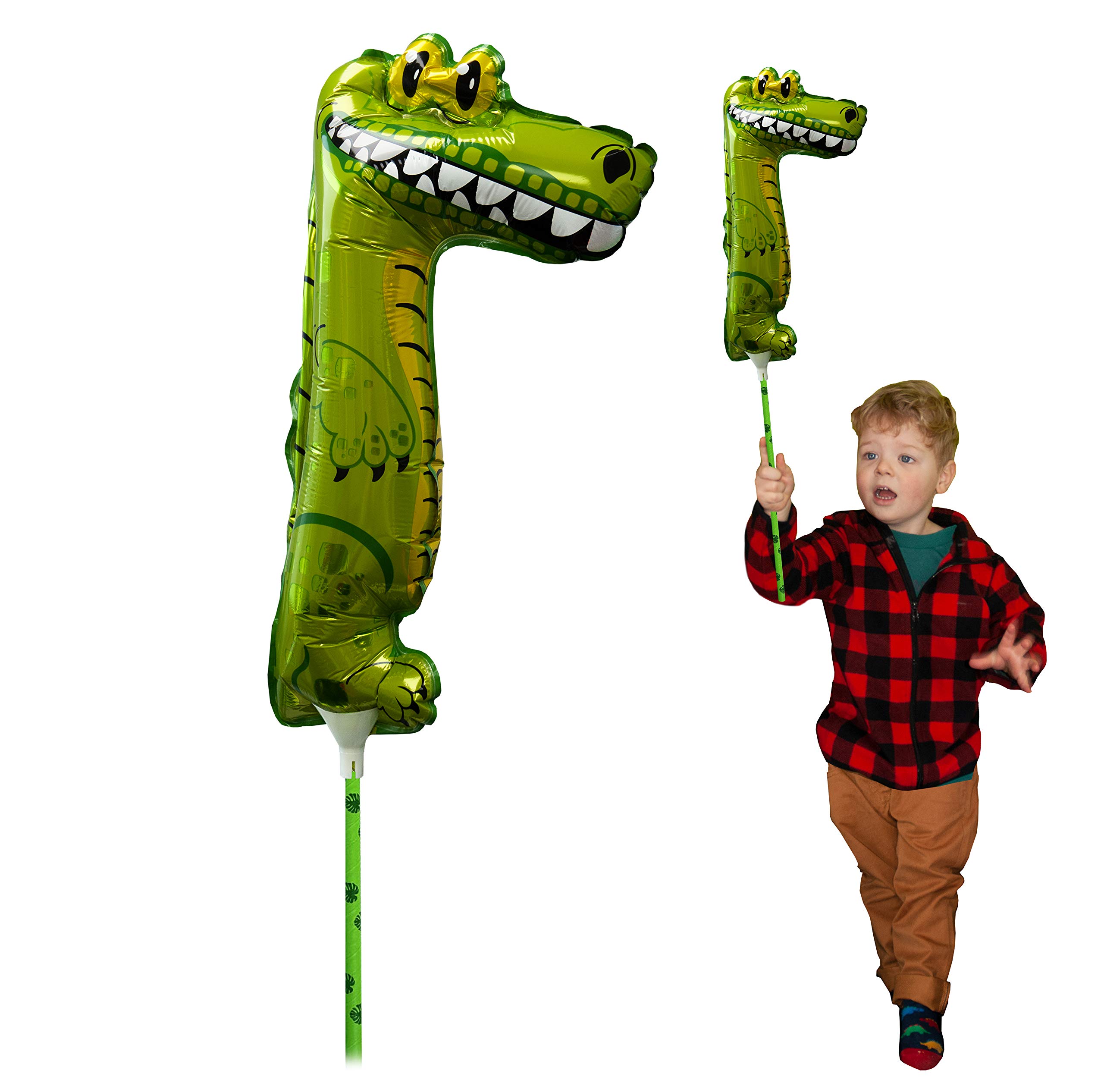 Deluxebase Alligator Air Filled Balloons - Colorful Inflatable Crocodile Balloons for Kids Birthday Party Decorations | Animal Theme Party Supplies, Baby Shower Decor & Carnival Decorations