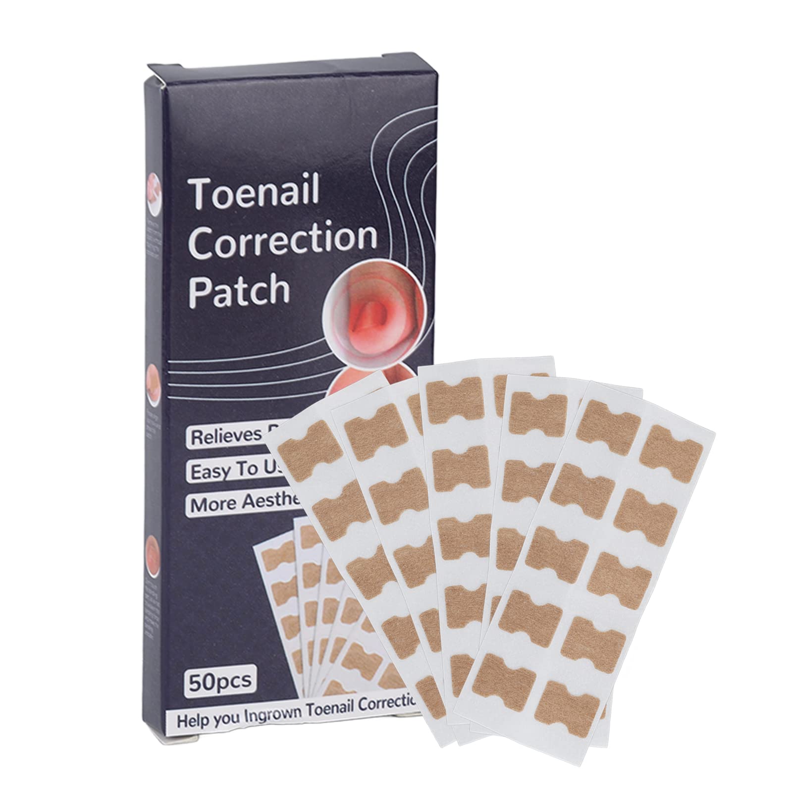50Pcs Ingrown Toenail Correction Kit - Professional Foot Care Treatment & Pedicure Tools for Pain Relief and Nail Care - Perfect for Home Use, Salon, and Podiatry Clinics