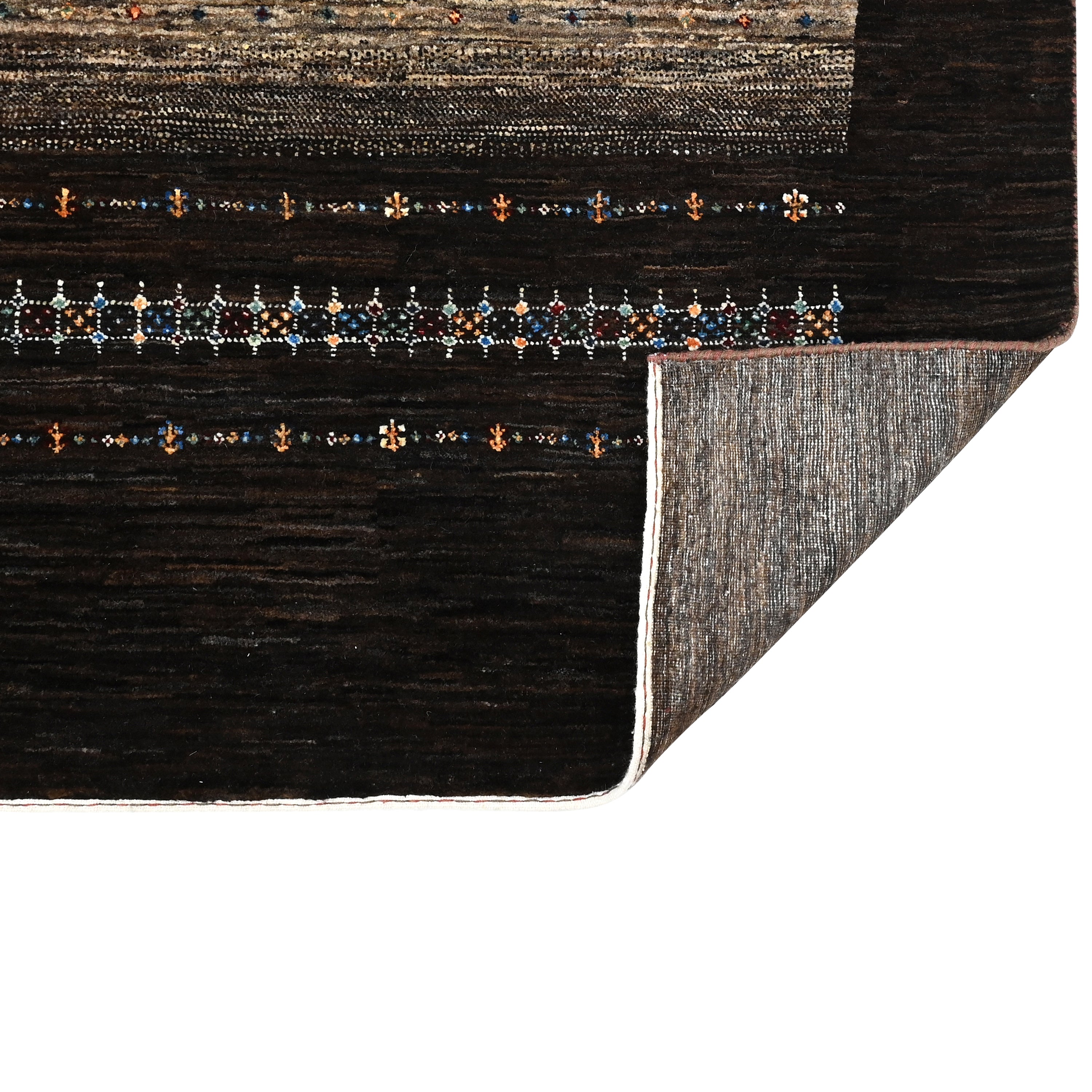 Handmade Brown Traditional Gabbeh Wool Rug 8'7