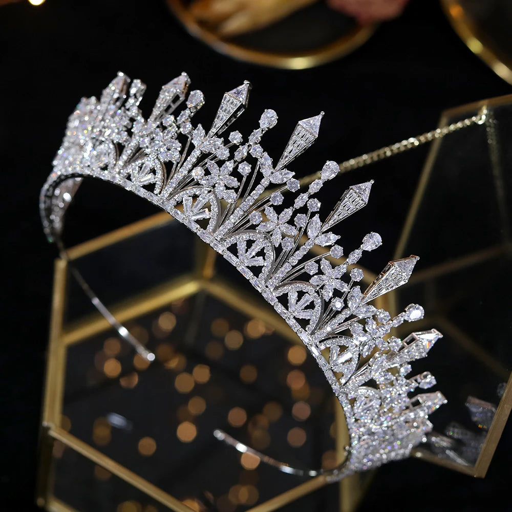 Luxury Crystal Zircon Bridal Tiara & Crown Hair Accessory for Women - Perfect for Weddings, Prom, Pageants & Special Occasions