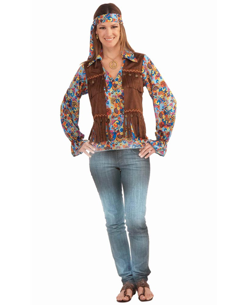 Groovy 60s Hippie Women's Costume Set - Vintage 70s Hippie Outfit for Halloween, Theme Parties & Retro Dress Up