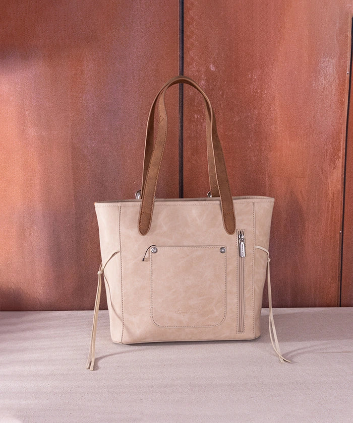 Montana West Whip Stitch Concealed Carry Tote Bag for Women - Stylish & Spacious CCW Purse with Hidden Gun Pocket - Perfect for Everyday Carry, Travel & Self Defense