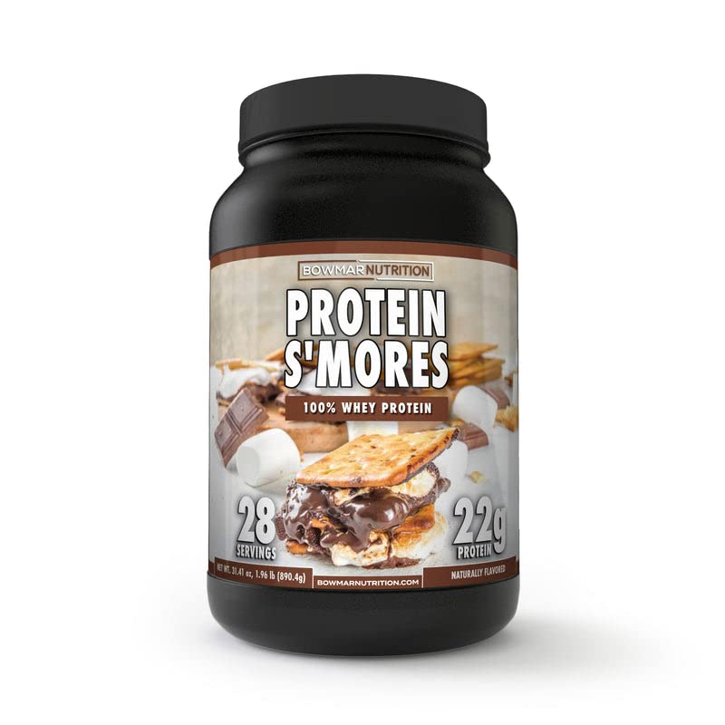 Bowmar Nutrition 100% Whey Protein Powder - Best Tasting Whey Isolate Protein Meal Replacement with 22g Protein per Serving (S'Mores Flavor, 2 LB) for Post-Workout Recovery, Muscle Building & Healthy Breakfast Smoothies