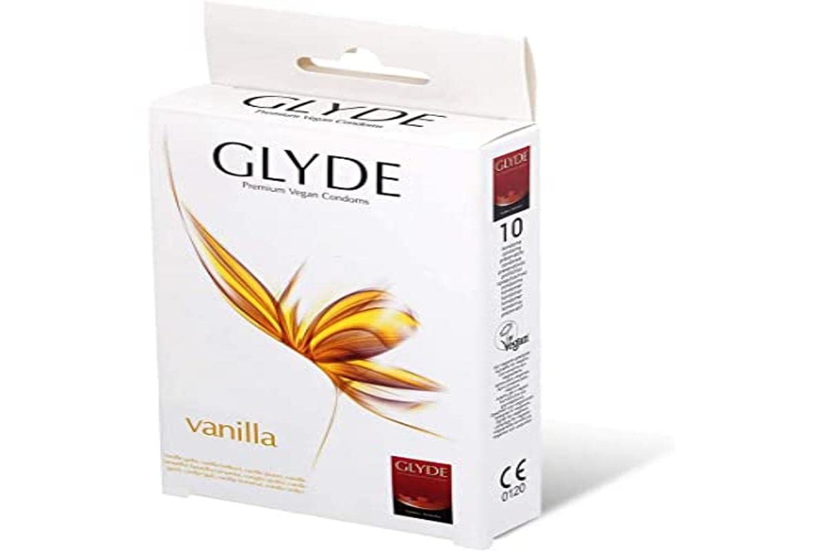 Glyde Ultra Vanilla Vegan Condoms - 10 Pack | Premium Vanilla Flavored, Latex-Free, Cruelty-Free | Perfect for Couples & Sensual Moments