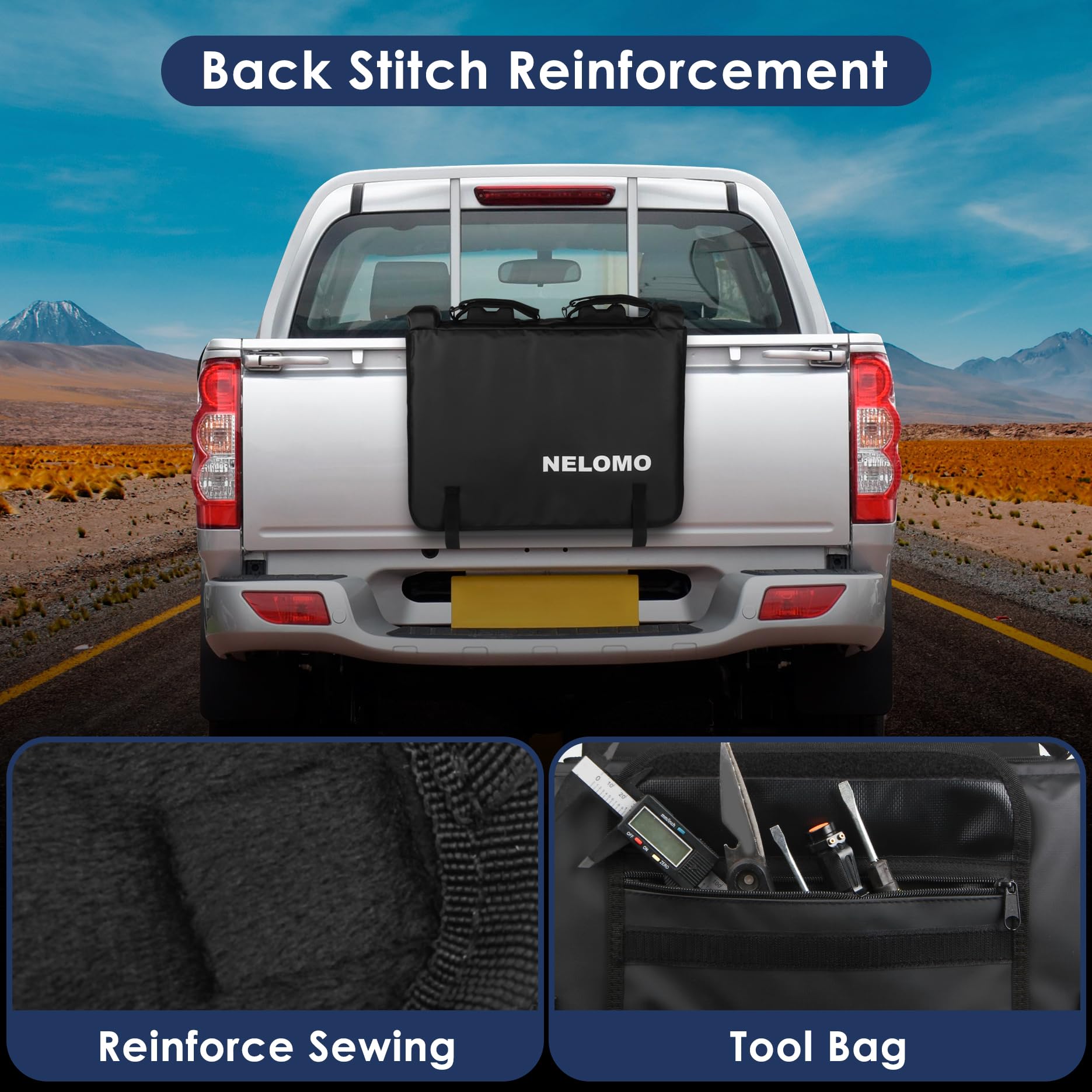 Durable MTB Tailgate Pad for Bike Transport - Heavy-Duty Truck Tailgate Protector with Tool Pocket - Fits 2 Bikes - Perfect for Pickup Trucks, Mountain Biking Adventures & Off-Road Trips
