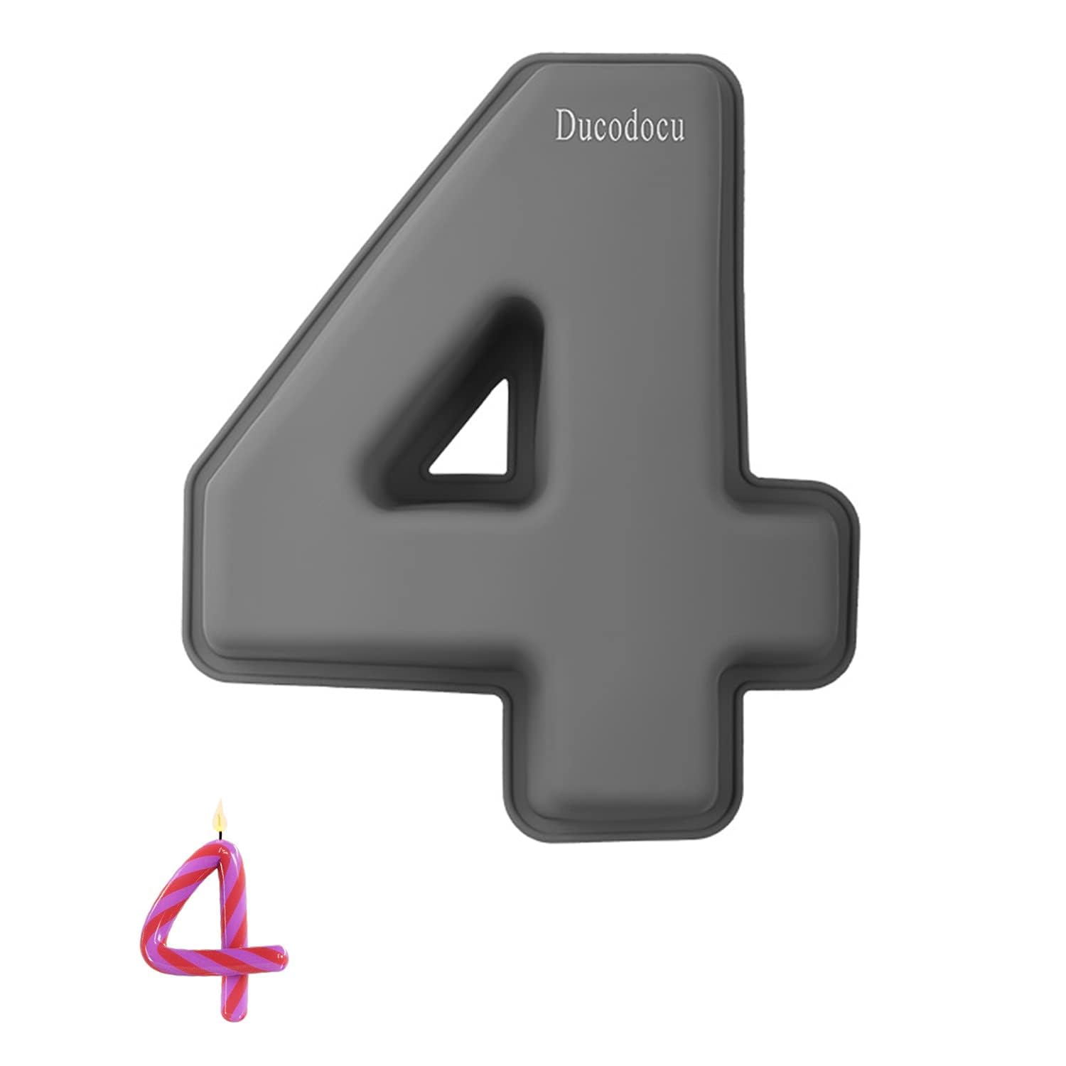 Ducodocu 10 Inch 3D Silicone Cake Pan Set of 4 - Large Number Cake Molds for DIY Baking, Birthday, Wedding & Anniversary Cakes | Non-Stick, Reusable Baking Tins for Professional & Home Bakers