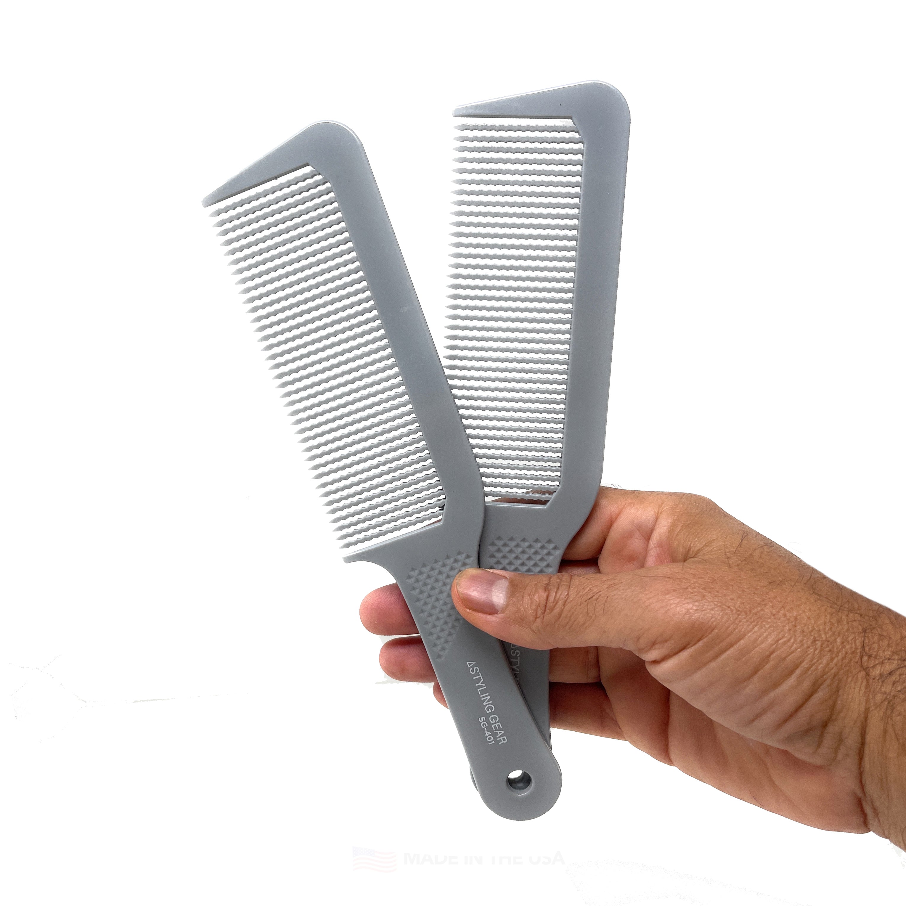 Styling Gear 401 XL Clipper Comb for Flattop Haircuts - Wavy Teeth Design, Professional Gray Hair Clipper Comb (2-Pack) | Perfect for Barbershops, Home Haircuts & Professional Grooming