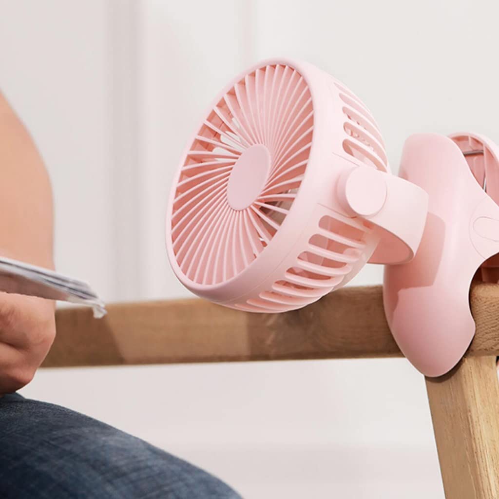 Rechargeable USB Desk Fan with Adjustable Speed - Portable Clip-on Silent Fan for Home Office, Bedroom, Car, Camping & Gym - Pink Mini Desktop Fan (15x5.6x19cm) | Perfect for Work, Travel & Outdoor Activities
