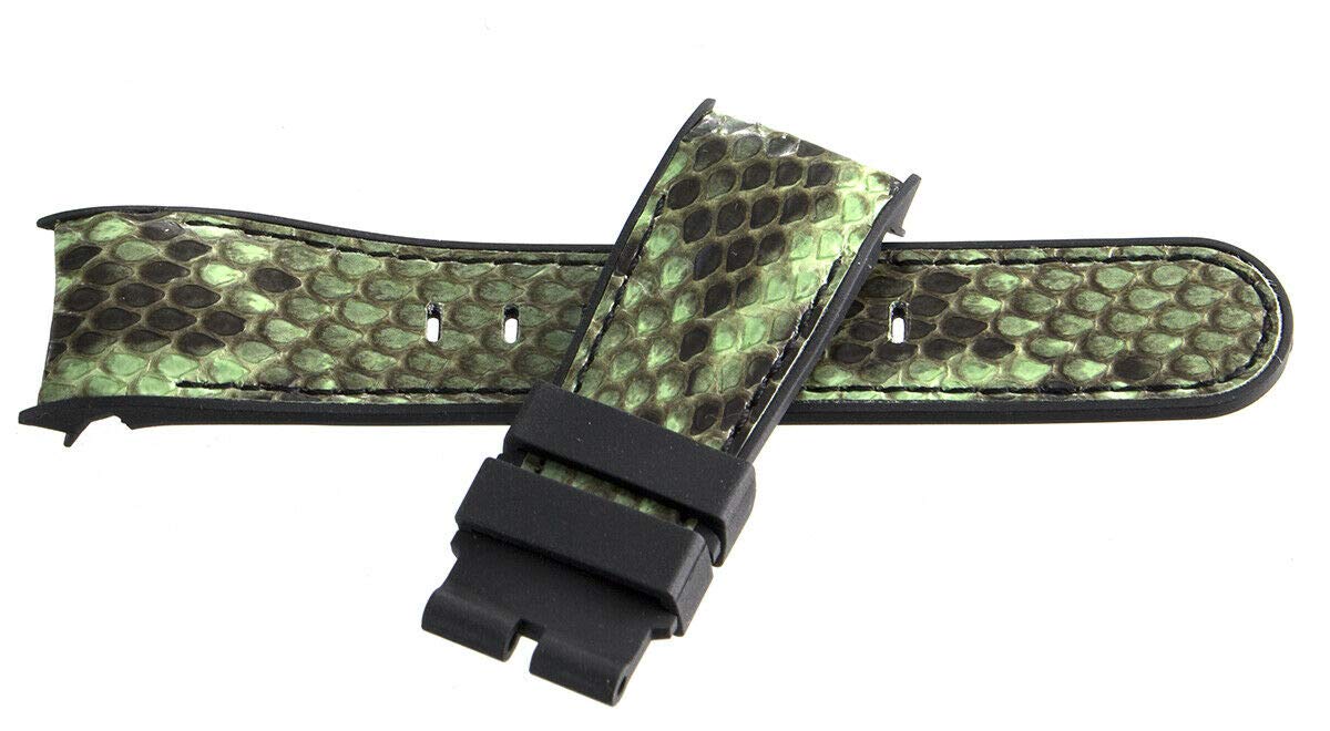 Corum Authentic 22mm x 18mm Black Green Rubber Watch Band Strap - Durable Replacement Strap for Luxury Watches, Perfect for Swimming, Sports & Everyday Wear