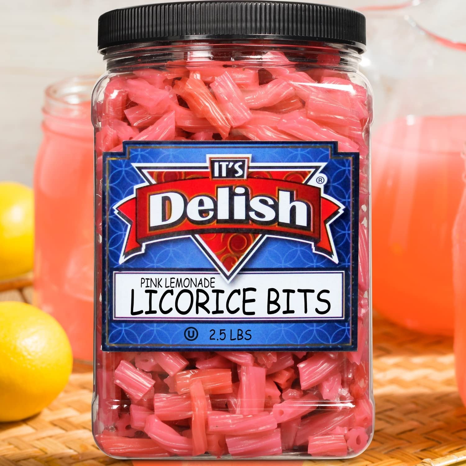 Pink Lemonade Licorice Bits - 2.5 LBS Bulk Candy in Jumbo Jar - Perfect for Parties, Movie Nights & Sweet Treats