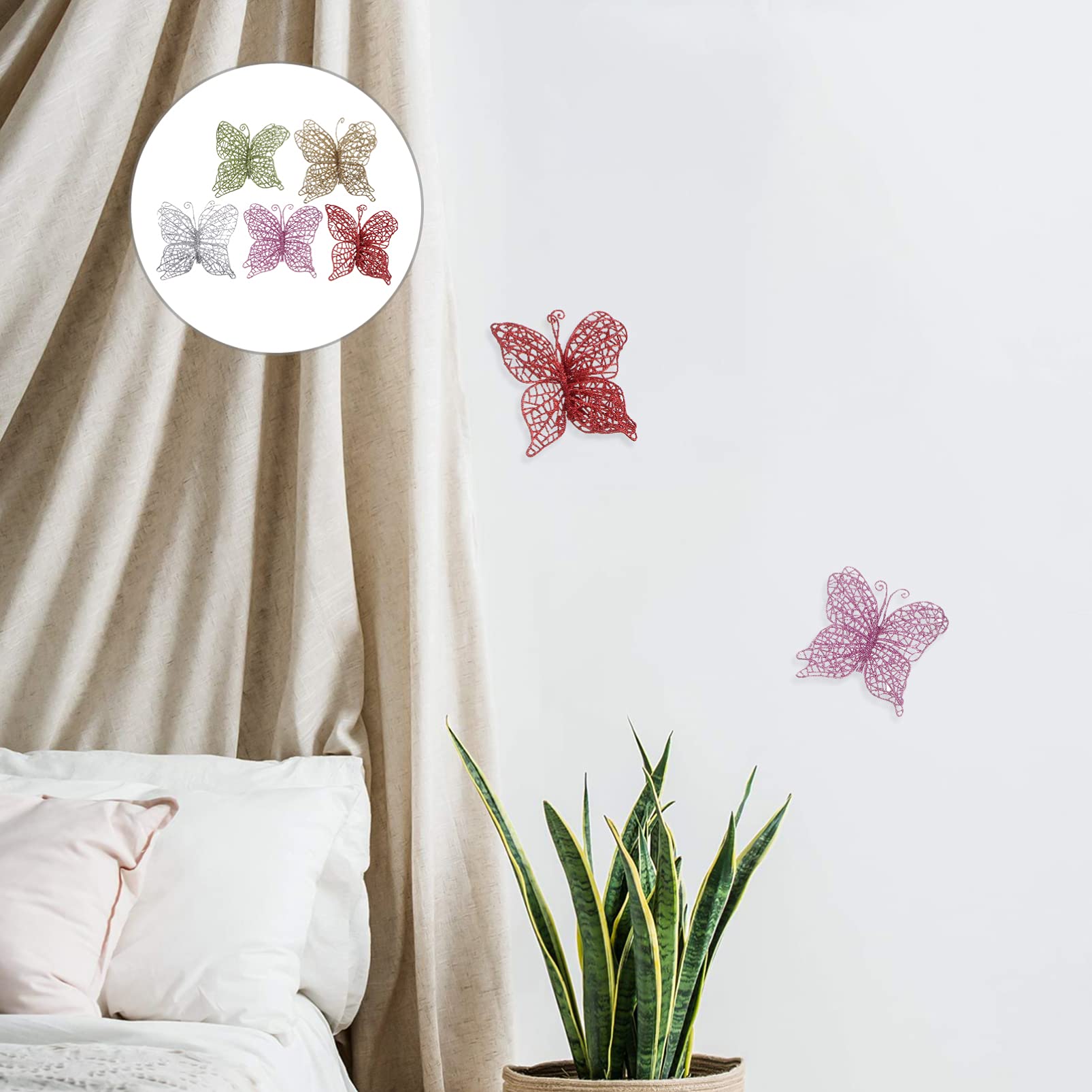 FOMIYES 3D Glitter Butterfly Decorations - 20PCS Hollow Out Butterfly Wall Decals for Christmas Tree, Party, Bedroom & Home Decor - Perfect for Holiday, Wedding, and DIY Craft Projects