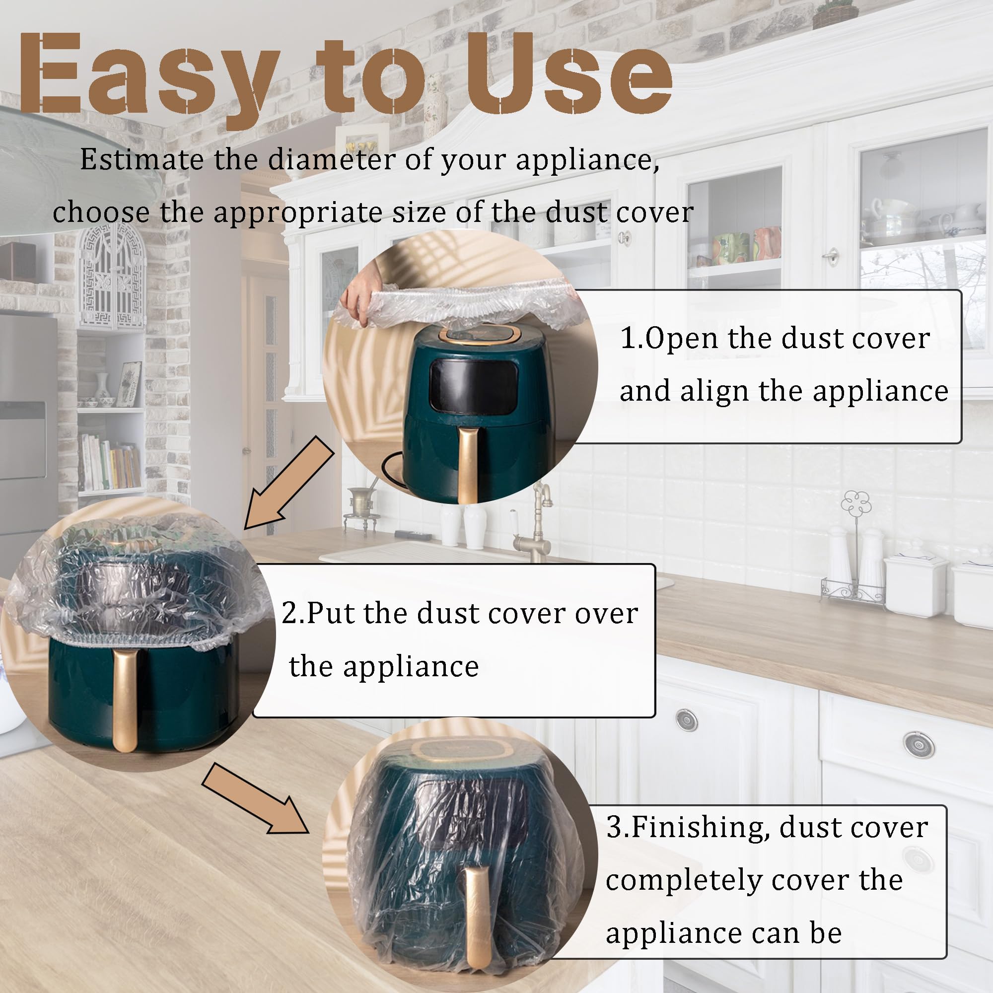 30PCS Clear Disposable Kitchen Appliance Covers - Thickened Elastic Dust Protector for Oven, Air Fryer, Blender, Toaster, Pressure Cooker (S/M/L) - Keep Appliances Clean & Dust-Free While Storing or Not in Use