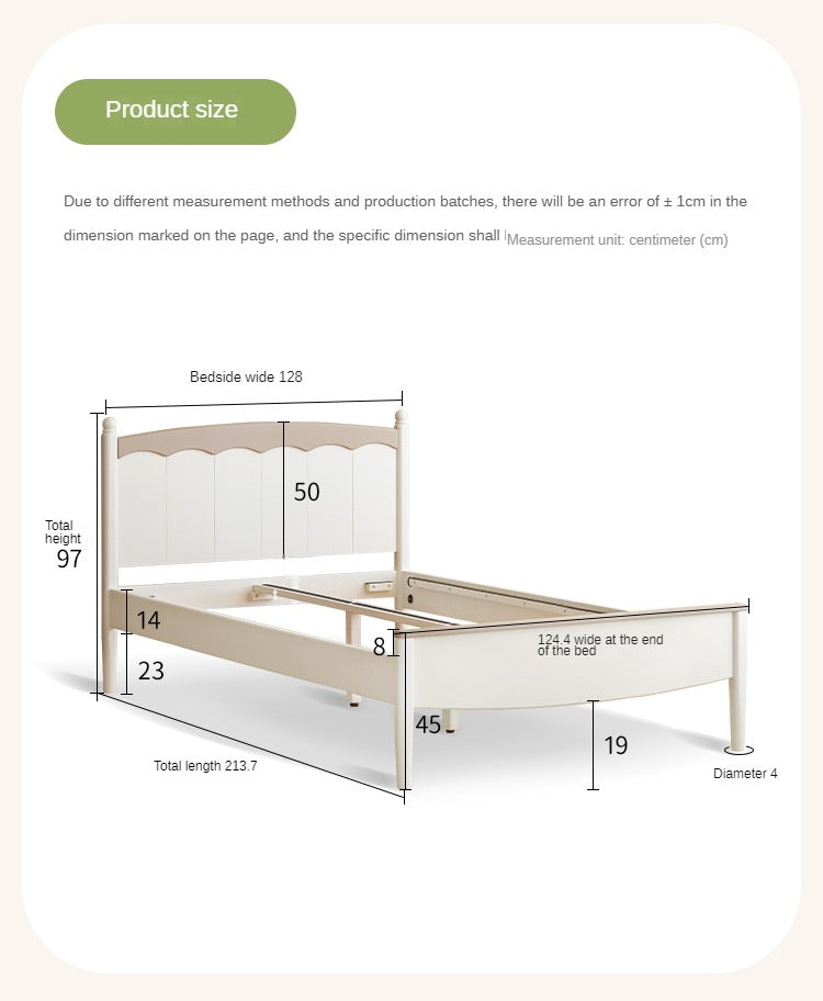 Modern Poplar Solid Wood Kids Bed - Sturdy, Safe & Eco-Friendly for Boys & Girls Bedroom, Nursery or Guest Room