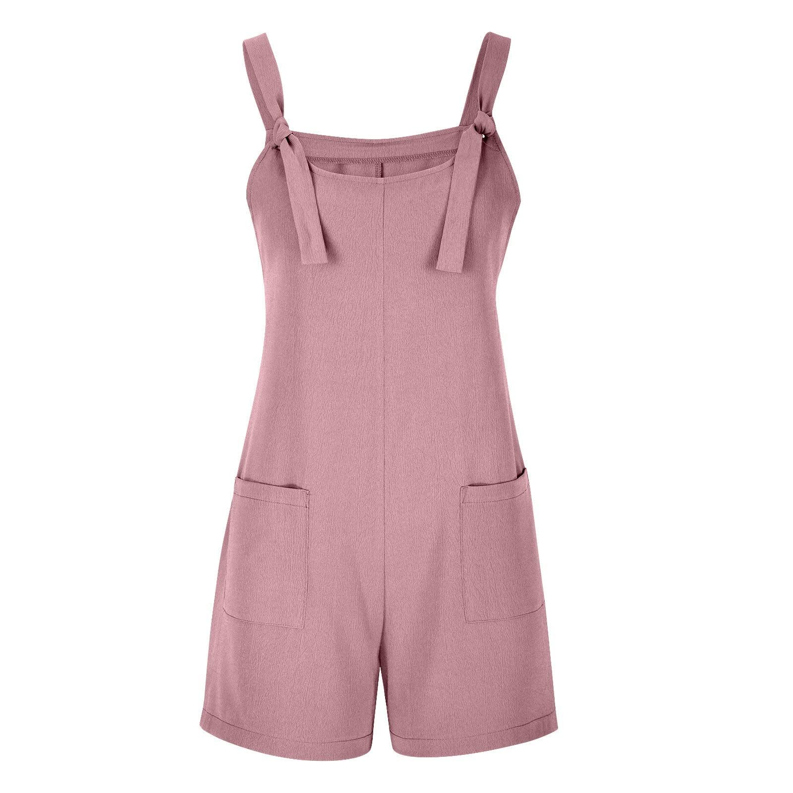 Women's Linen Romper Jumpsuit with Pockets - Summer Beach & Maternity Wear