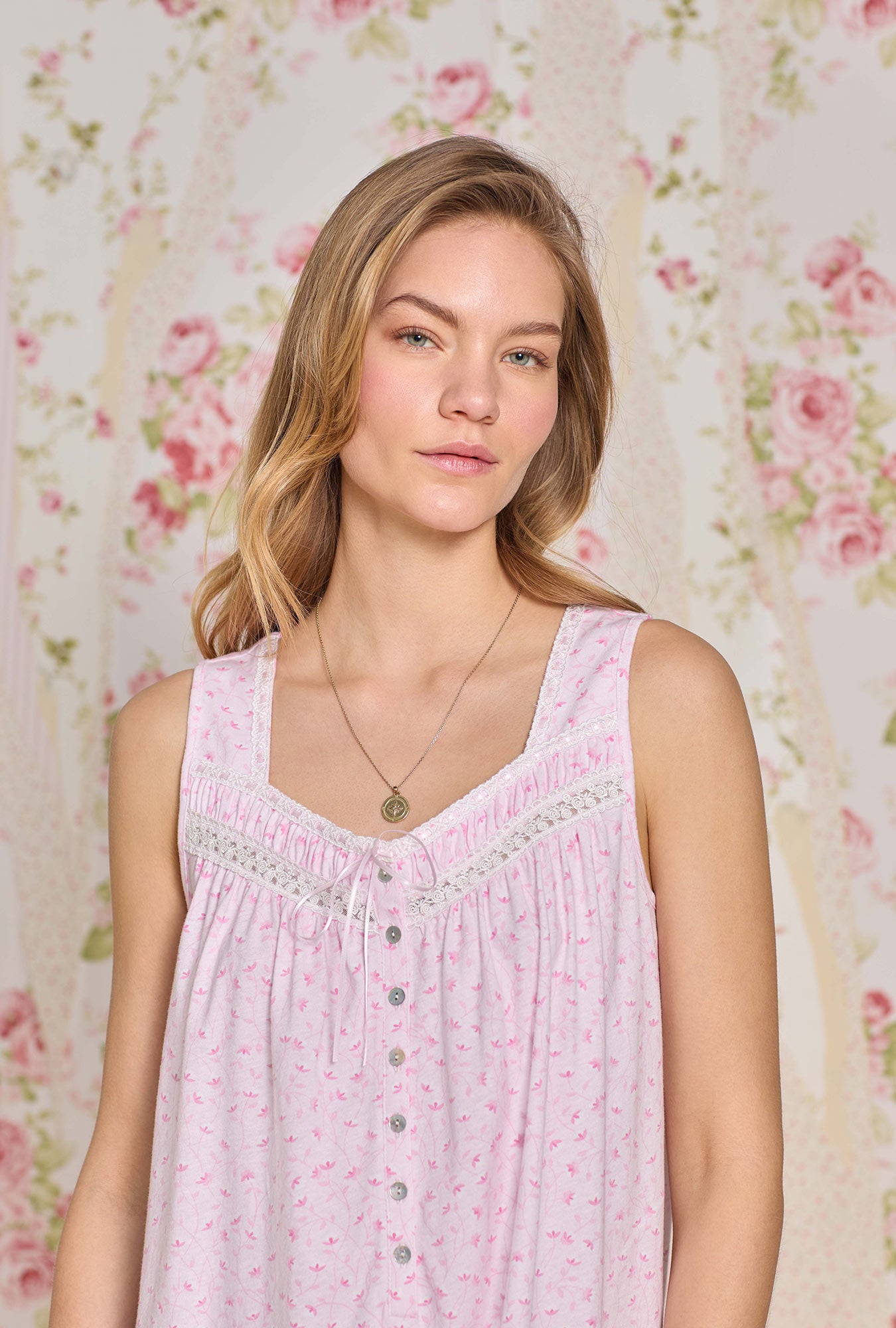 Eileen Botanic Charm Cotton Knit Ballet Nightgown - Soft & Comfortable Sleepwear for Women - Perfect for Bedtime, Lounging & Relaxation