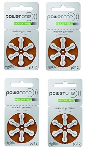 PowerOne 312 Hearing Aid Batteries - 60 Count (4 Packs) | Mercury-Free Zinc Air Batteries for Hearing Devices | Perfect for Travel, Daily Use & Emergency Backup