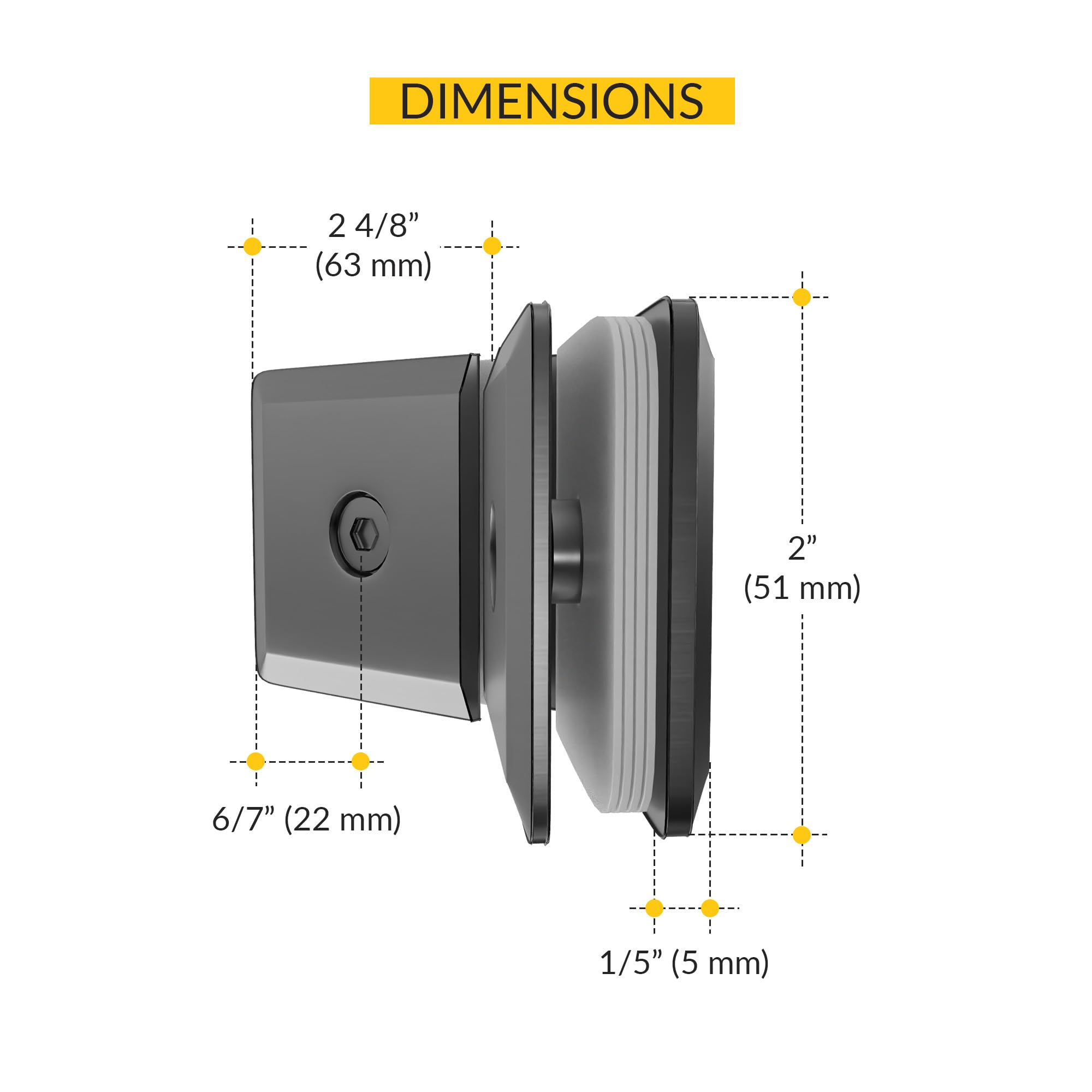 Brixwell C-P135-SC 135 Degree Glass-to-Glass Clip - Premium Beveled Edge Satin Chrome Finish - Perfect for Shower Doors, Glass Partitions & Cabinet Doors