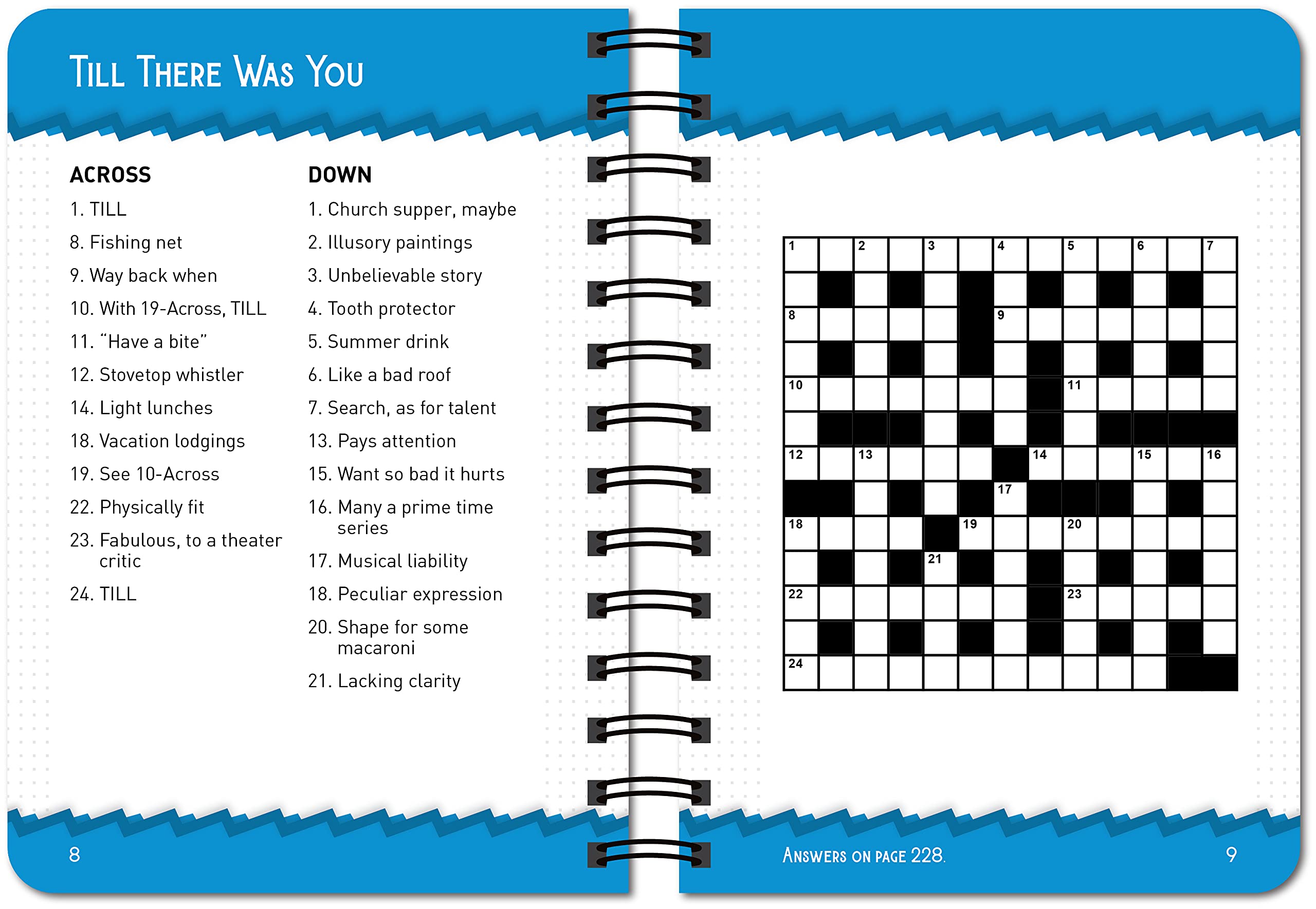 Brain Games - 10 Minute Crosswords Puzzle Book for Adults - Portable Travel & Office Entertainment | Improve Memory & Focus